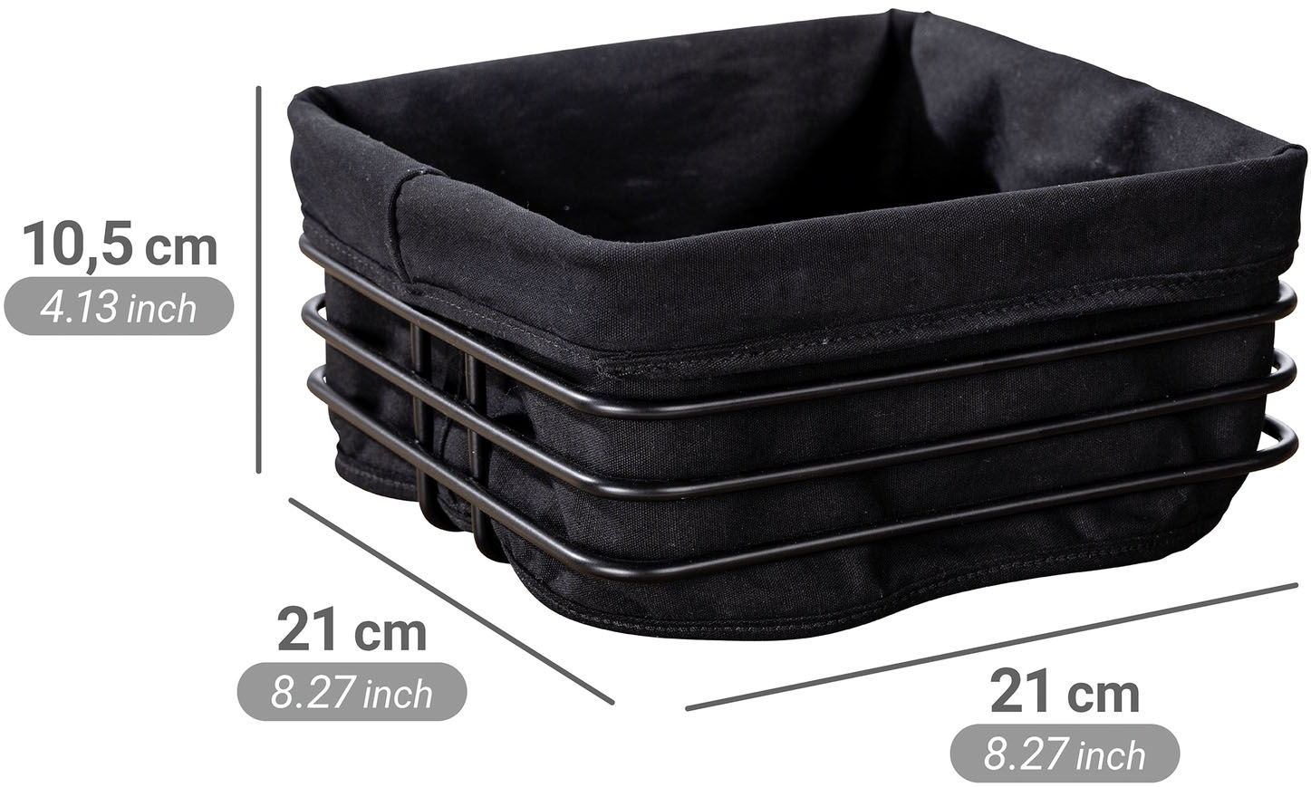 WENKO Brotkorb »Modell Premium Square« Set, 2 tlg. tlg. robustem Korbgestell mit herausnehmbarer Einlage