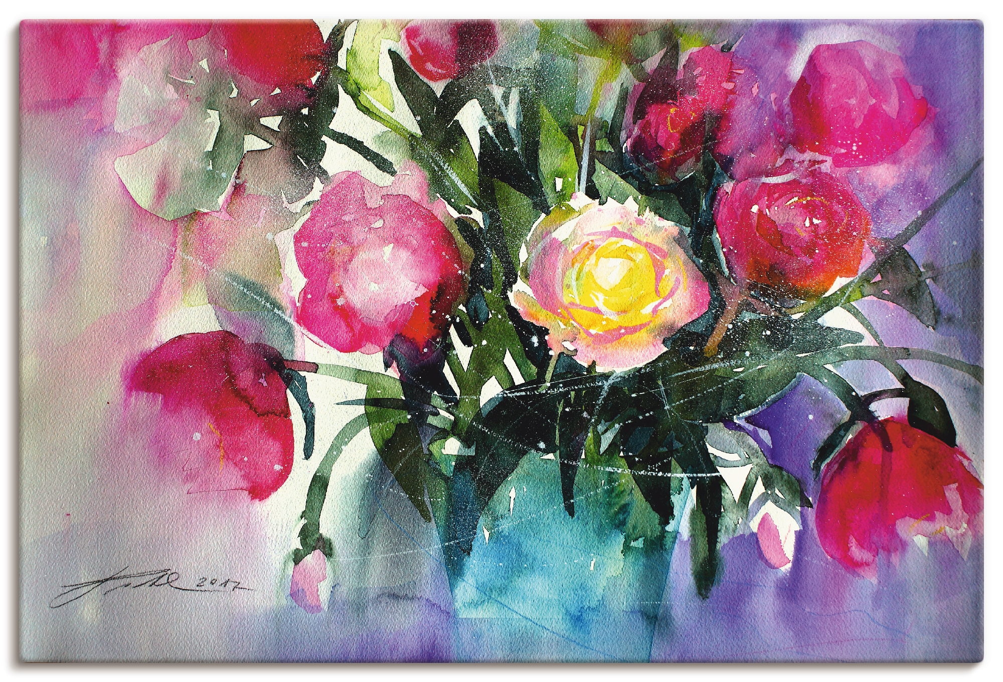 Artland Wandbild »Pfingstrosen in Vase«, Arrangements, (1 St.), in vielen Größen & Produktarten - Alubild / Outdoorbild für den Außenbereich, Leinwandbild, Poster, Wandaufkleber / Wandtattoo auch für Badezimmer geeignet