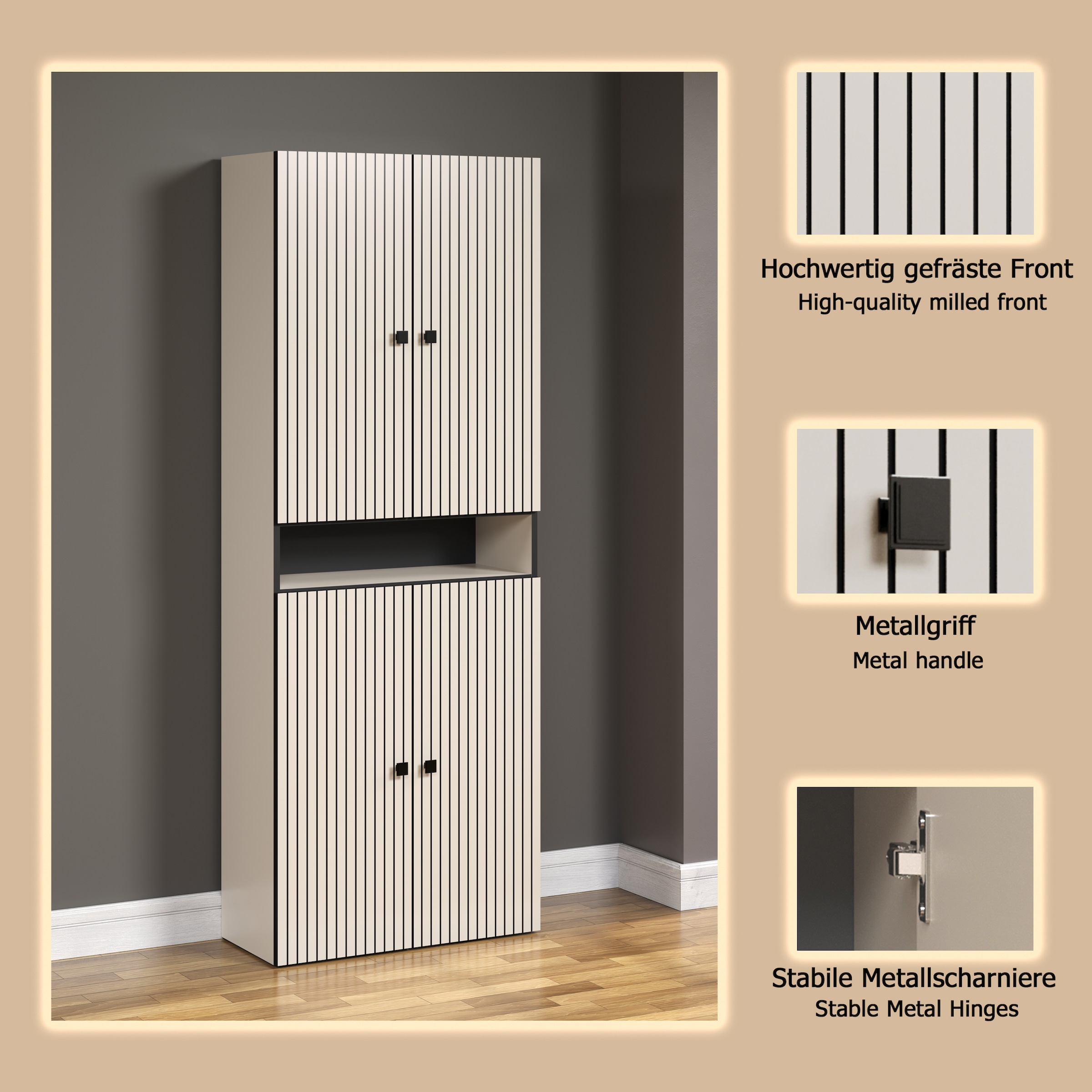 welltime Hochschrank »Amrum«, Badezimmerschrank mit und ohne Schublade - (B/T/H) 40-70/31/186 cm