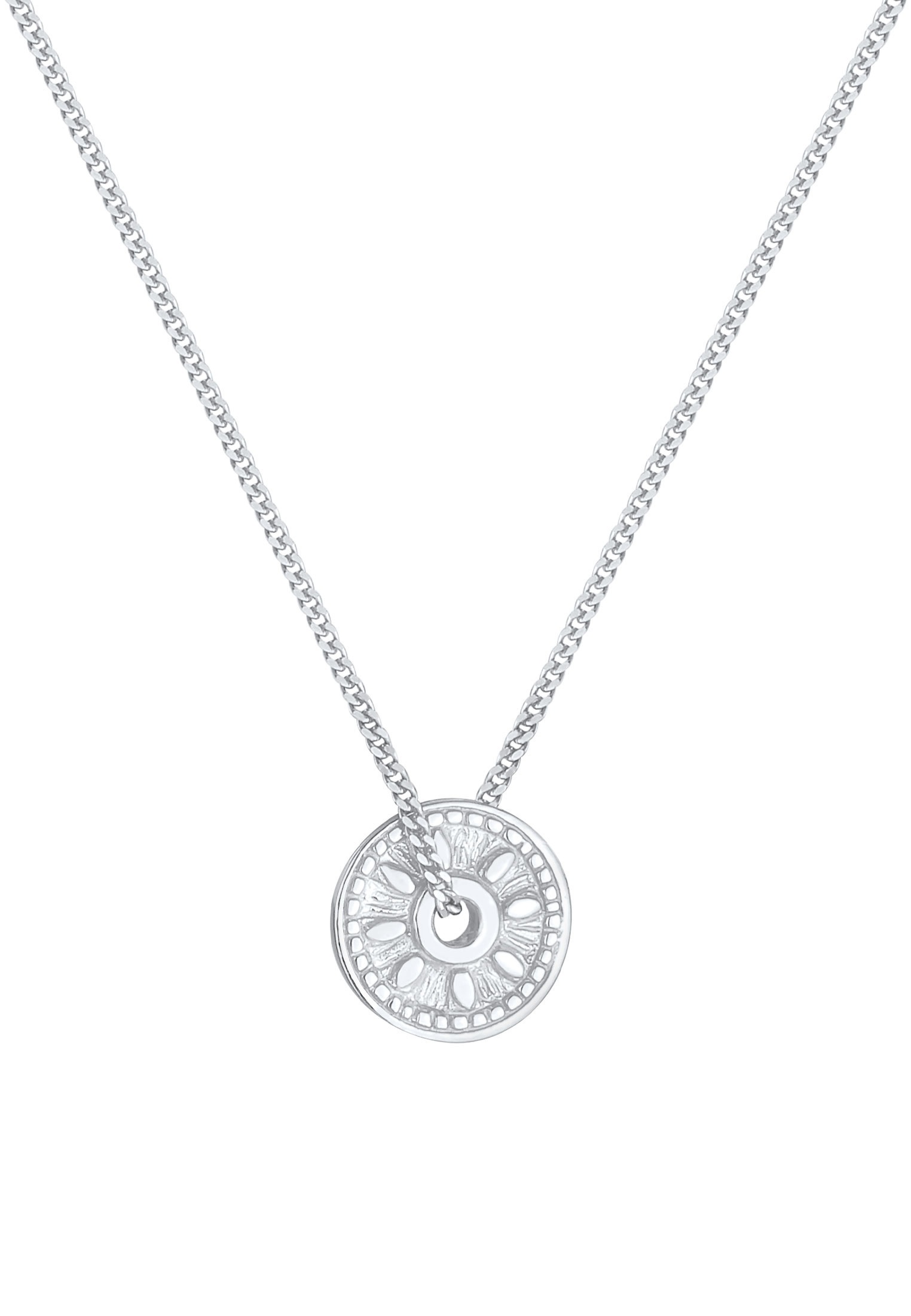 Elli Kette mit Anhänger »Halskette Coin Münze Sonne Antik Vintage 925er Silber«