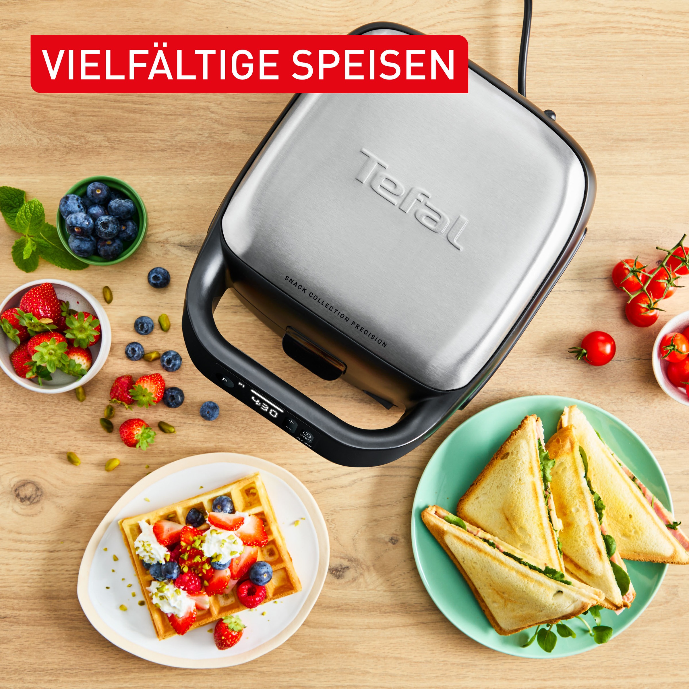 Tefal 2-in-1-Sandwichmaker »Snack Collection Precision« Sandwiches & Waffeln, 3 Programme, digitaler Bildschirm, Timer