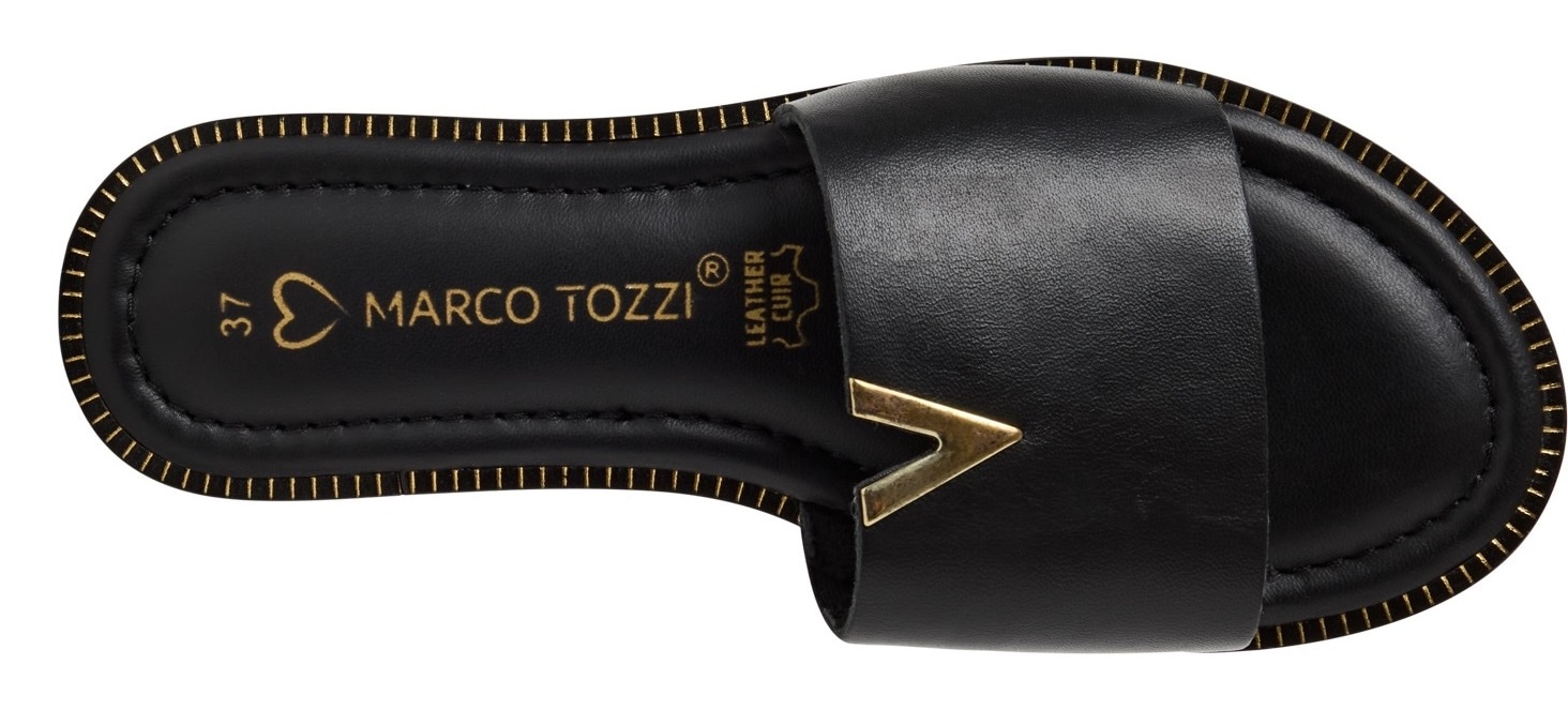 MARCO TOZZI Pantolette, Flats, Sommerschuh mit edlem Schmuckelement