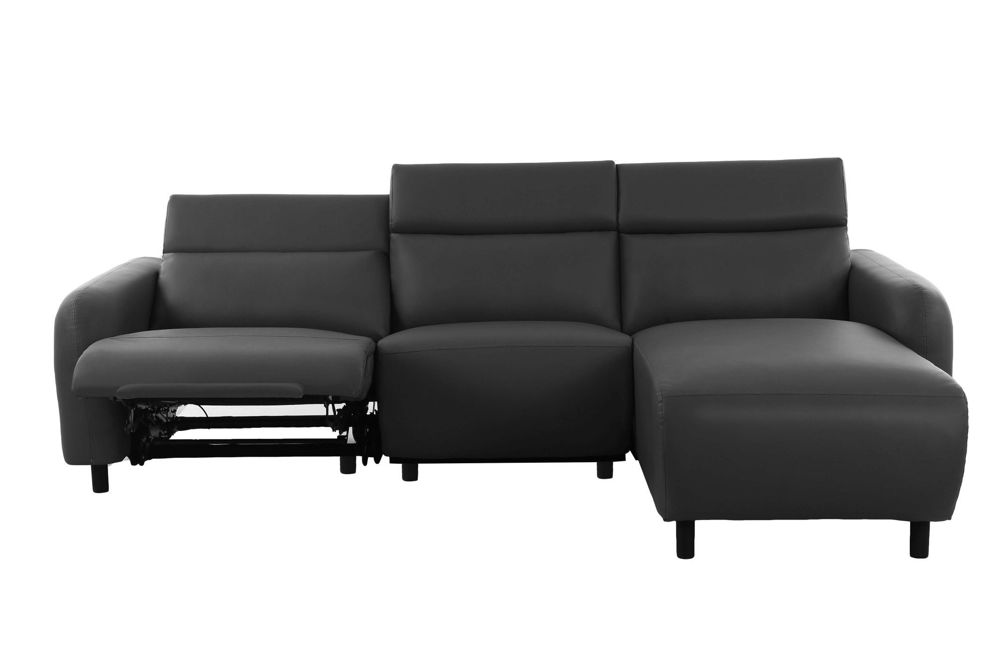 Home affaire Ecksofa »SKAANE Lederoptik, L-Form, 274 cm, manuelle u. elektrische Funktion,«, rundes Design, Kopfteilverstellung, Federkernpolsterung