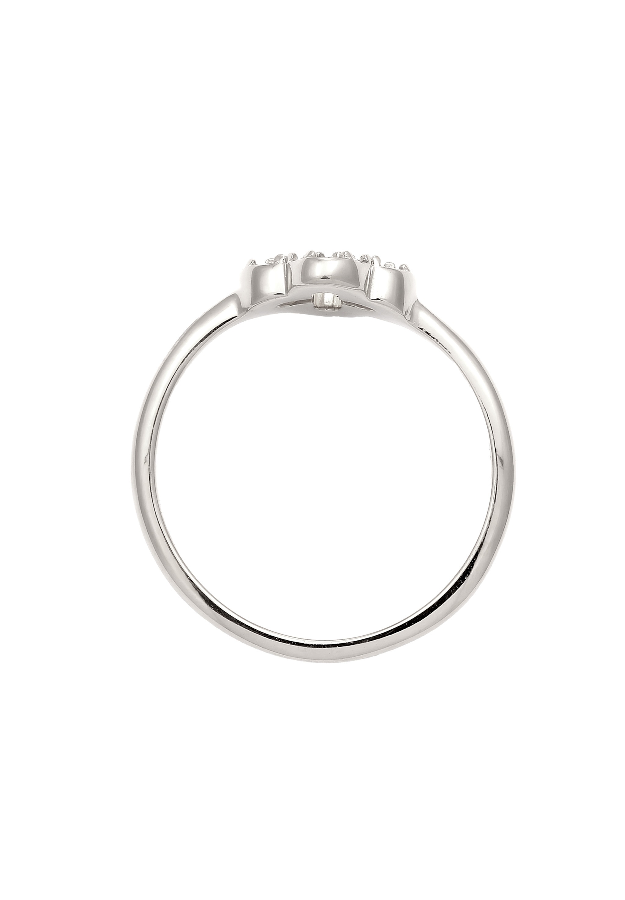Elli Silberring »Ring Kleeblatt Glas Kristalle Weiß 925 Sterling Silber«