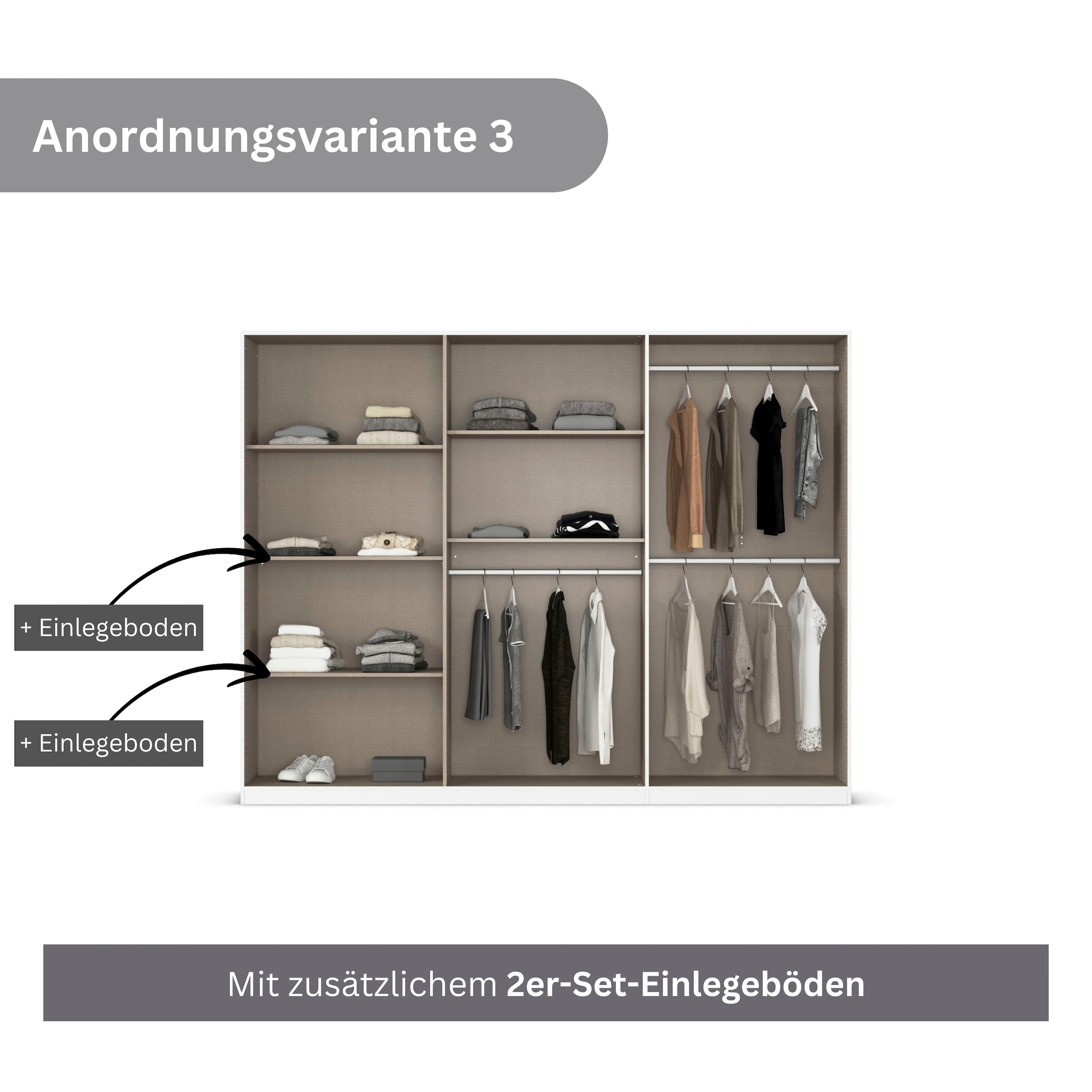 rauch Drehtürenschrank »Kleiderschrank Schrank Garderobe AGORDO mit Dekor- oder Hochglanzfront«, (in zwei Griff-Farben, Breiten 91-360 cm), durchdachte Innenausstattung, in 7 Breiten und 2 Höhen MADE IN GERMANY