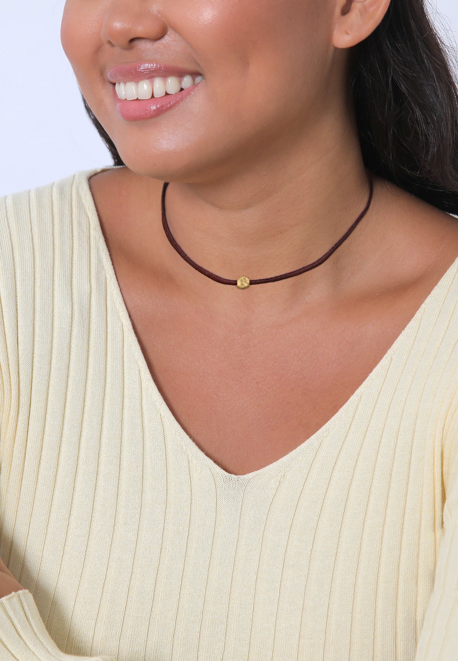 Elli Choker »Halskette Choker Velour Leder Bead Trend 925 Silber«
