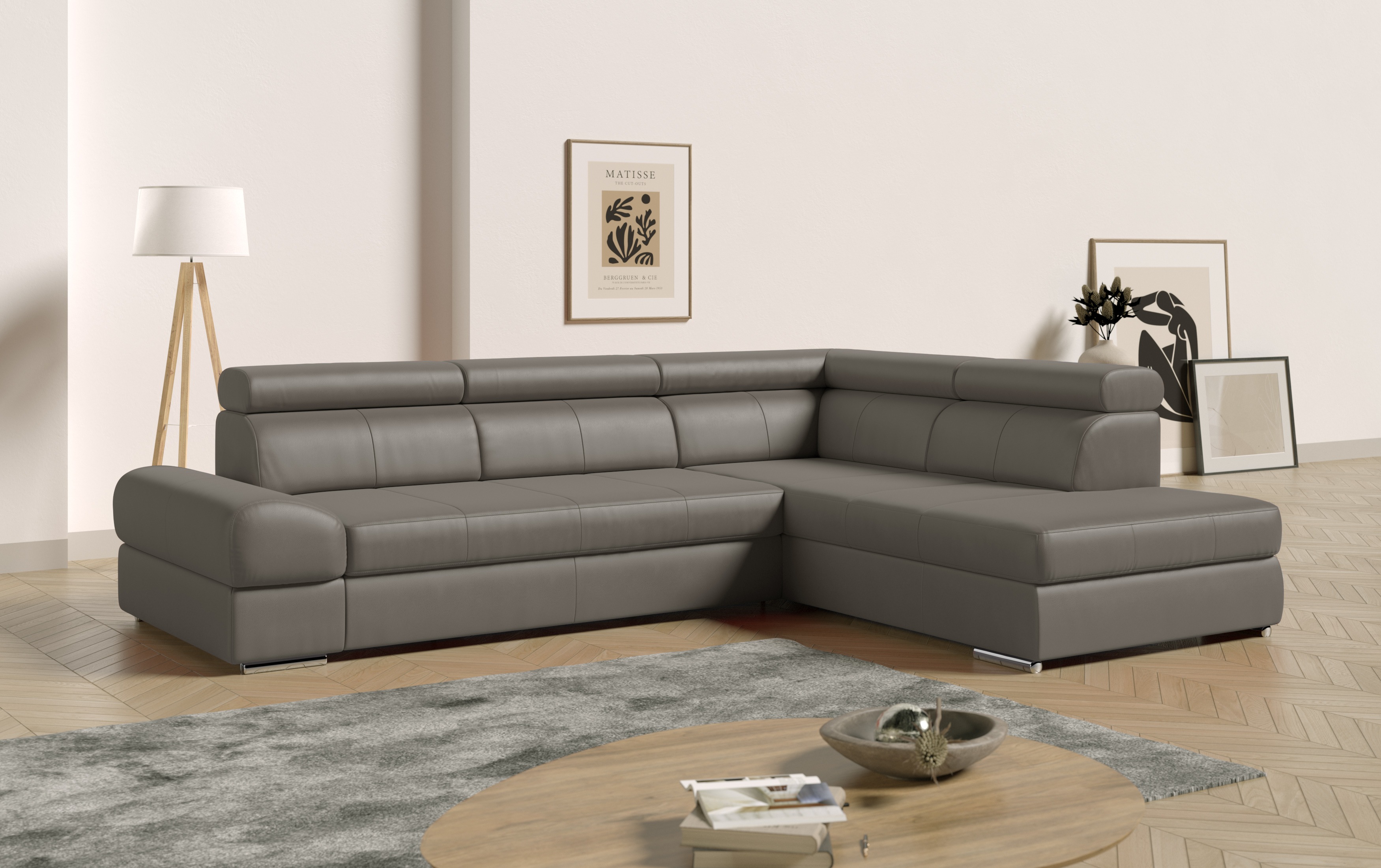 Sit&More Ecksofa »Broadway L-Form« mit verstellbaren Kopfteilen in grau, Größe B/H/T: 270 cm x 79 cm x 213 cm