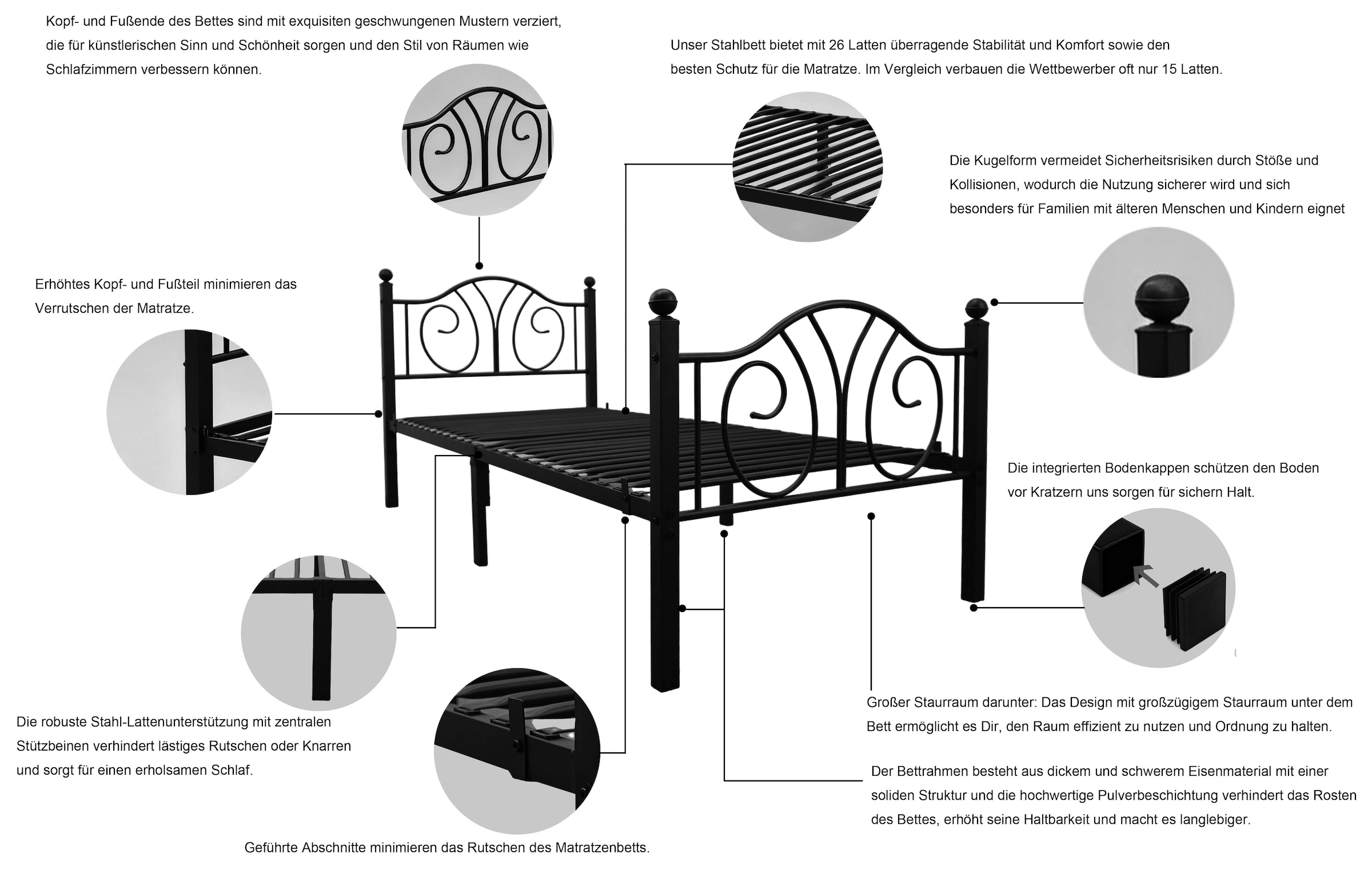 OTTO home Metallbett »LUND Landhausbett Bett Märchenbett Prinzessinbett« Träume wie im Märchen: Dein romantisches Metallbett in 2 Breiten