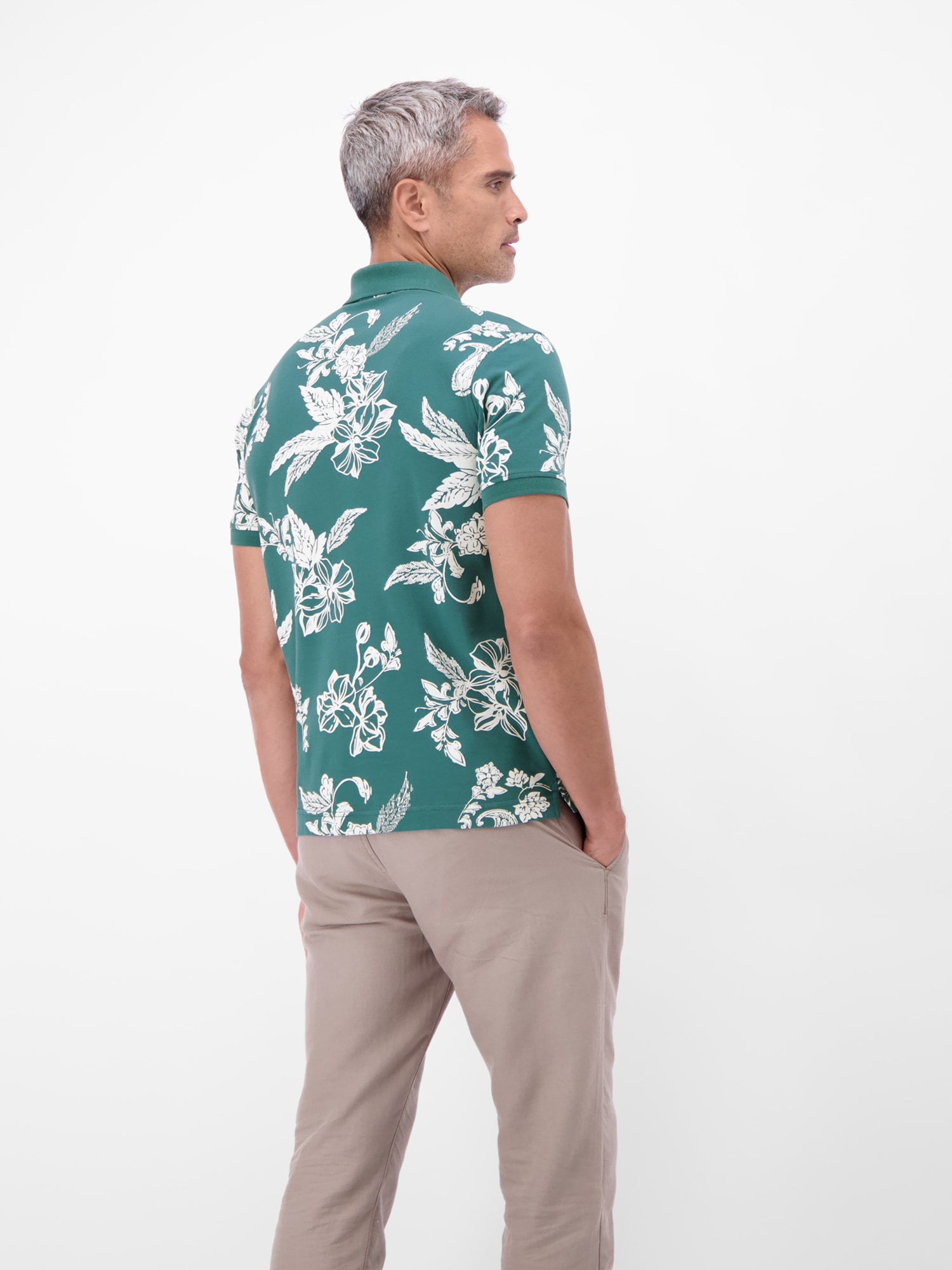 LERROS Poloshirt »Poloshirt mit floralem All-over-Print, 100 % Baumwolle«