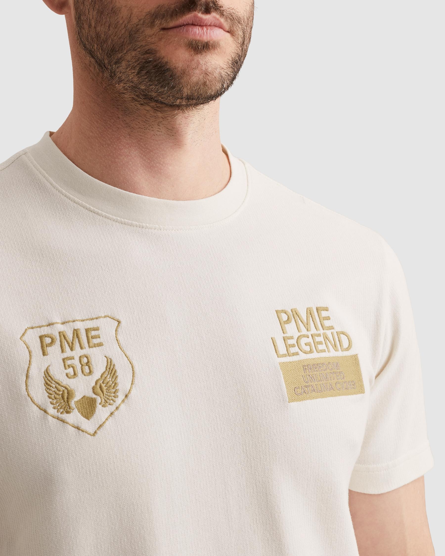 PME LEGEND T-Shirt »Short sleeve r-neck flat waffle jersey« mit Logo Prints