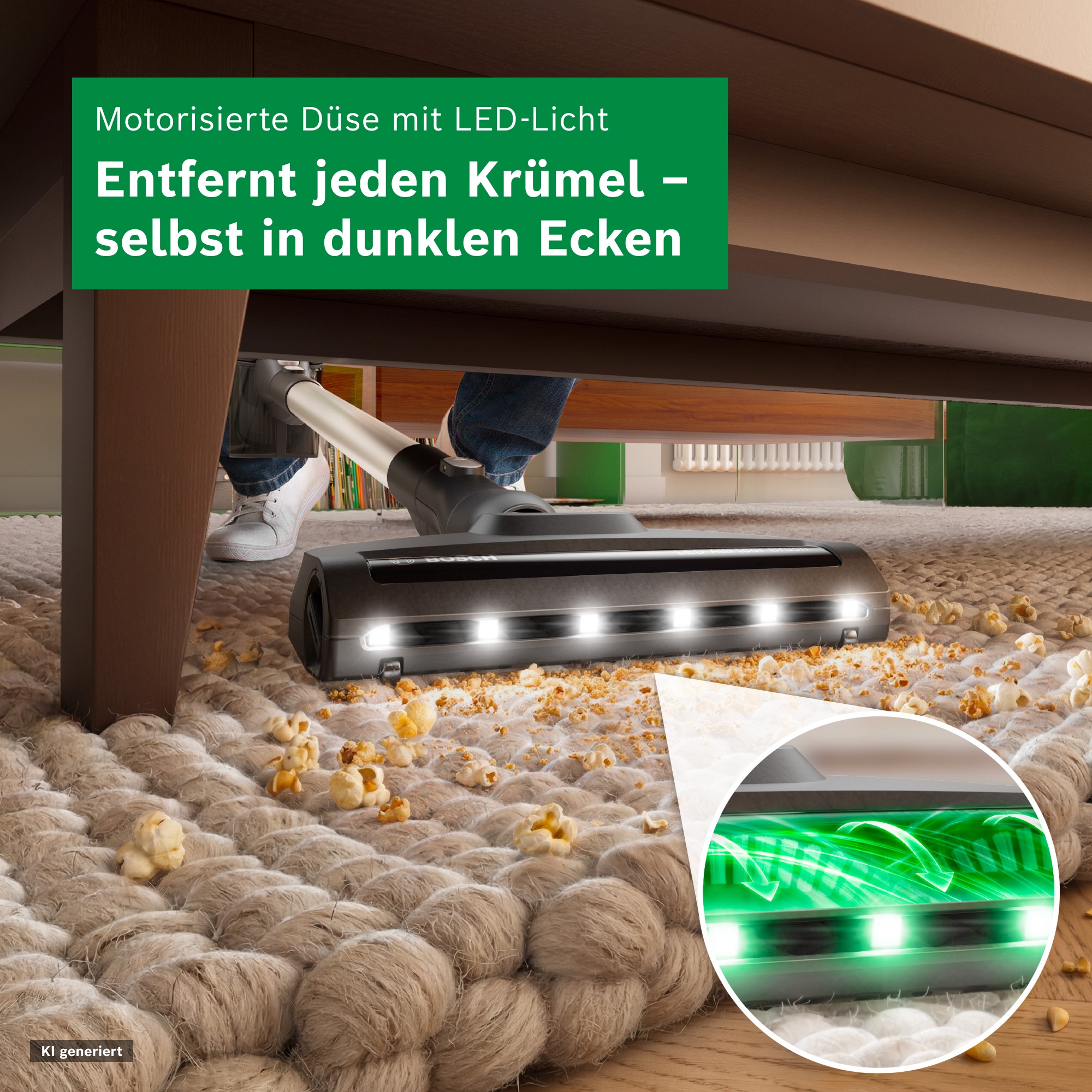 BOSCH Akku-Stielstaubsauger »Unlimited 5 BBU52WBA, LED-Düse, Made in Germany« starke Saugleistung, bis zu 50 Min. Laufzeit, Fugendüse, leicht, weiß