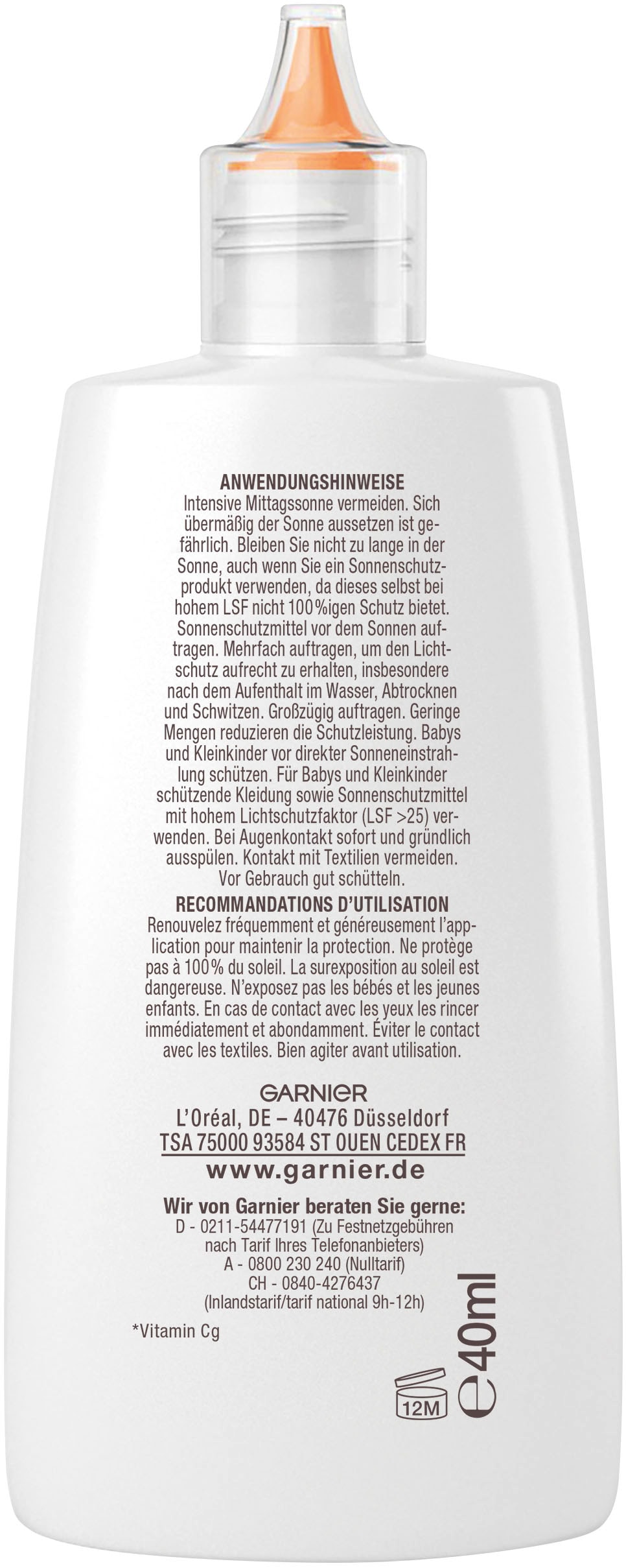 GARNIER Sonnenschutzfluid »Garnier Sonnenschutzfluid Vitamin C LSF 50+«, mit Vitamin C