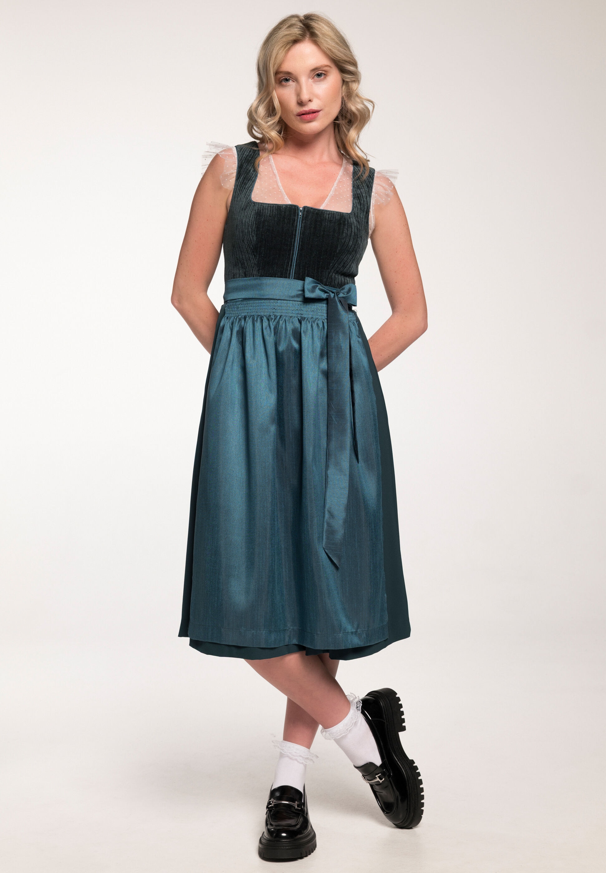 Spieth & Wensky Dirndl »Grant« samtiges Oberteil mit Cordoptik