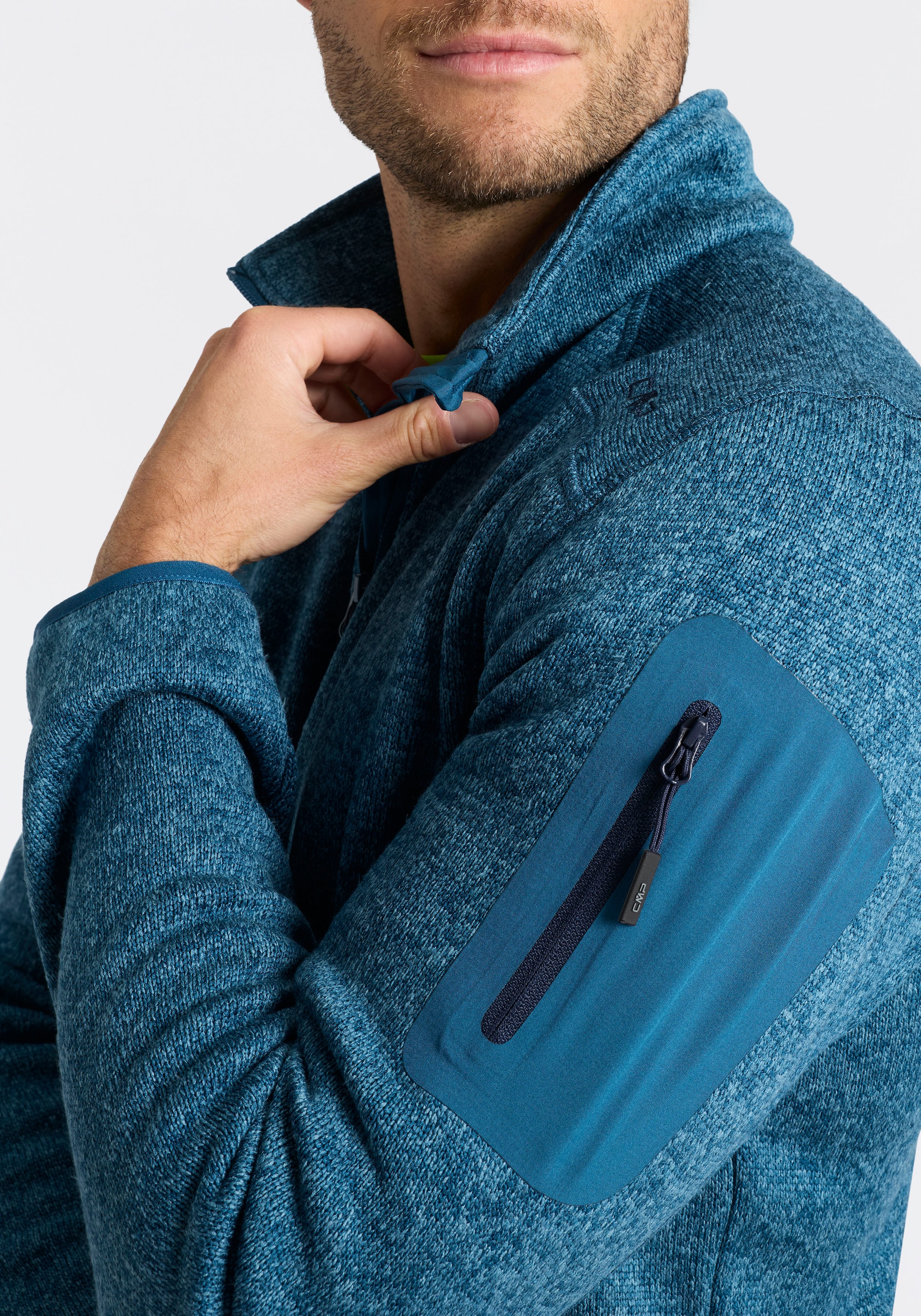CMP Strickfleecejacke »MAN JACKET« ohne Kapuze mit hochschließendem Kragen, atmungsaktiv, wasserabweisend