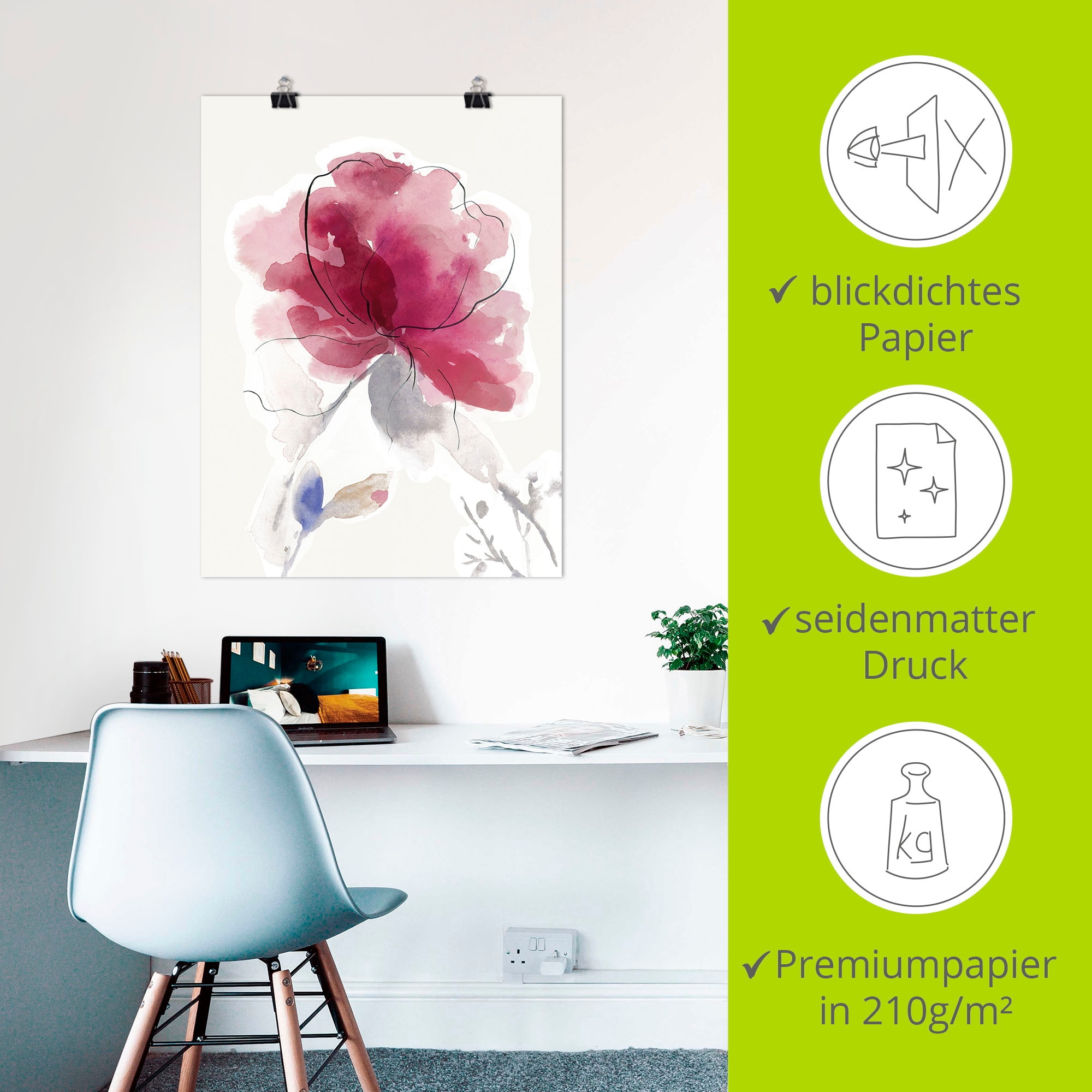 Artland Wandbild »Rosige Blüte II.«, Blumenbilder, (1 St.), als Alubild, Outdoorbild, Leinwandbild, Poster in verschied. Größen