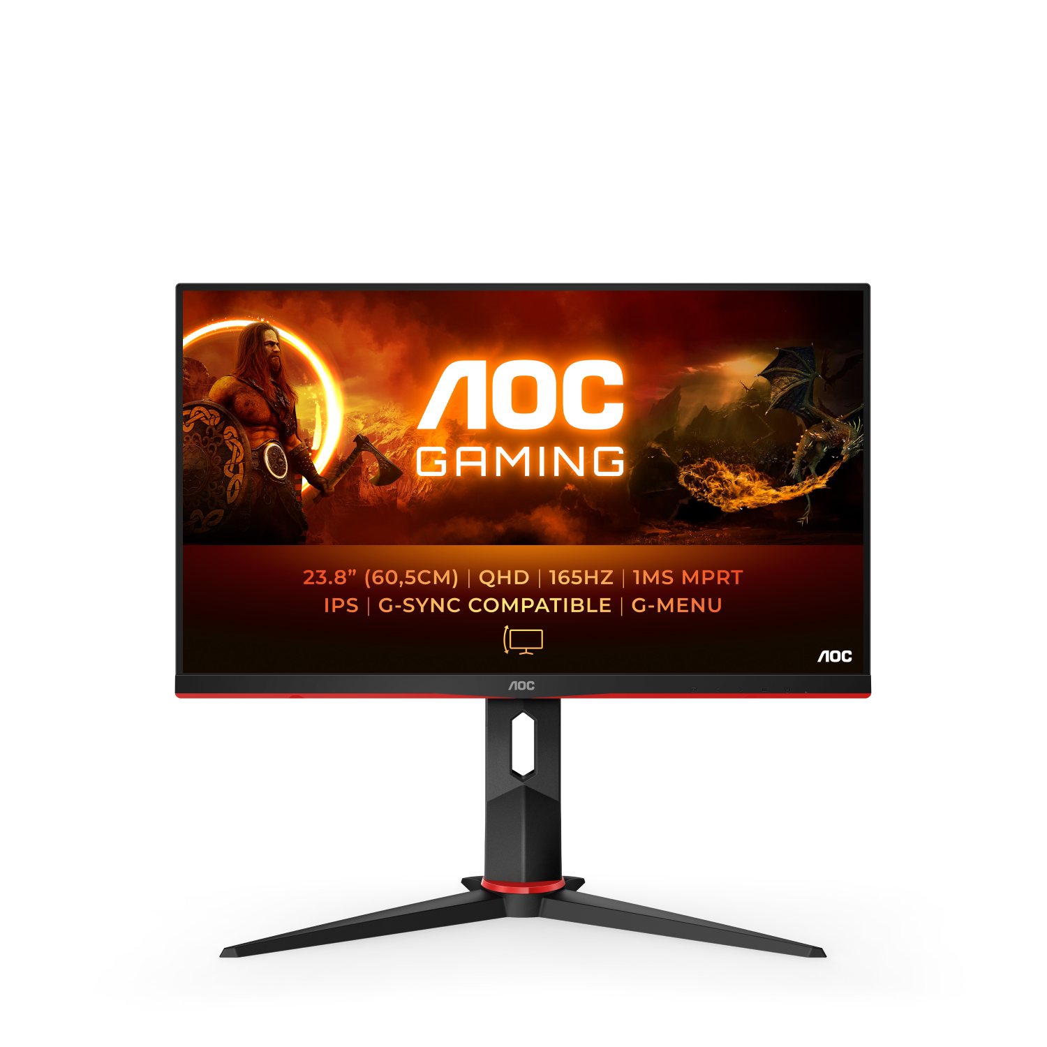 AOC Gaming-Monitor »Q24G2A/BK«, 60,4 cm/24 Zoll, 2560 x 1440 px, QHD, 1 ms Reaktionszeit, 165 Hz