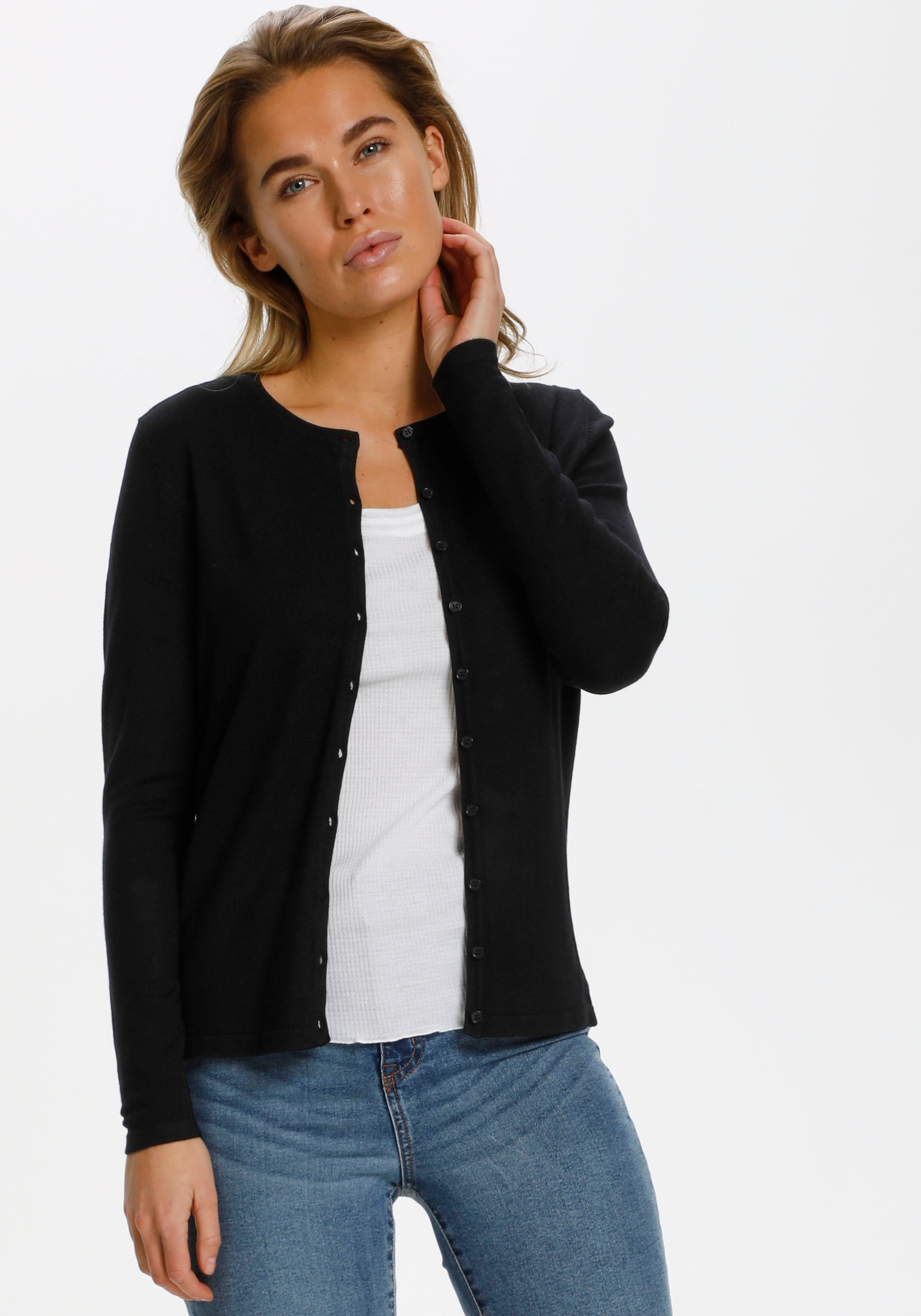 Saint Tropez Cardigan »MilaSZ A8661«, -edler Materialmix in VIELEN FARBEN