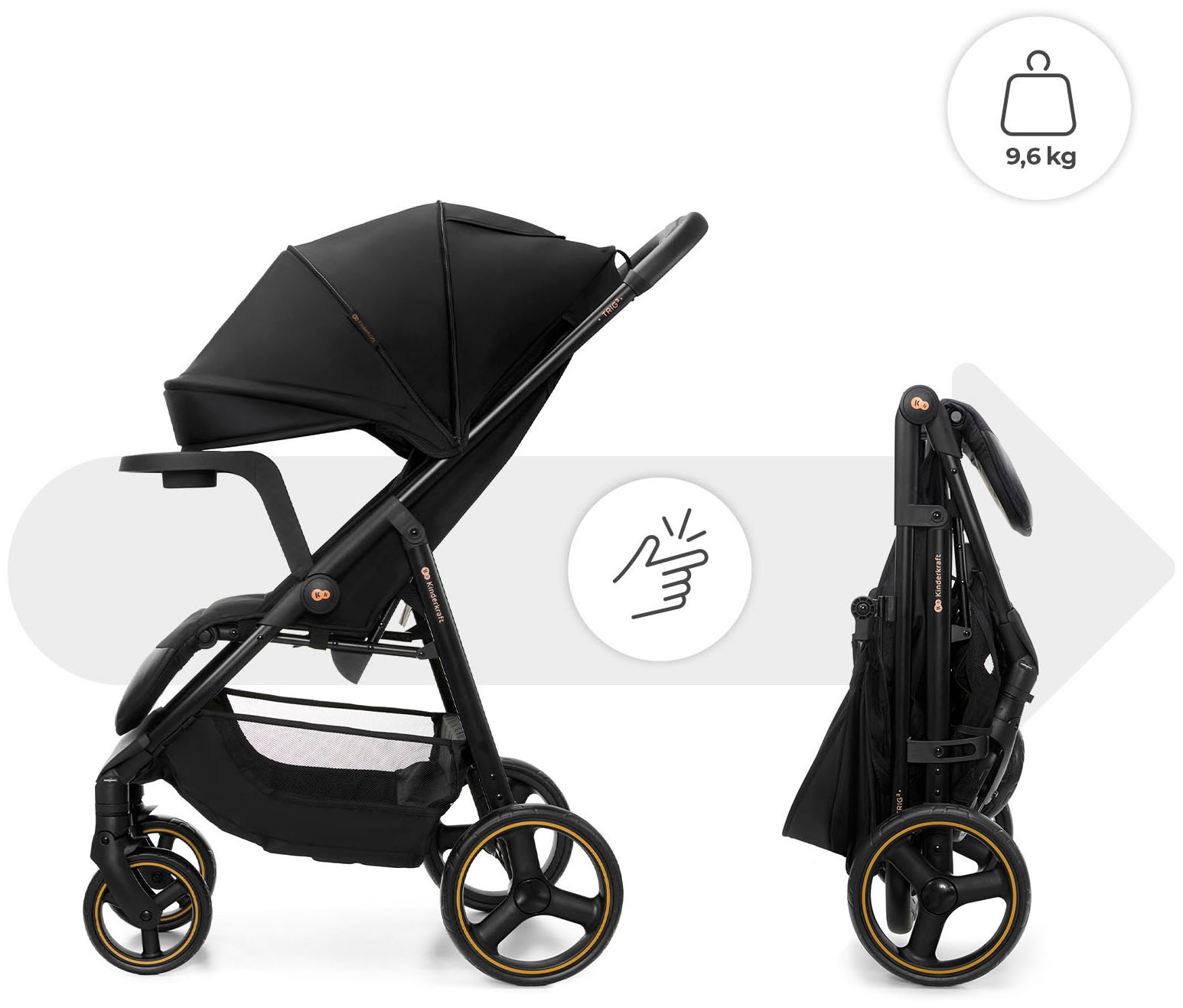 Kinderkraft Kinder-Buggy »TRIG 3 mit Snacktablett« 22 kg