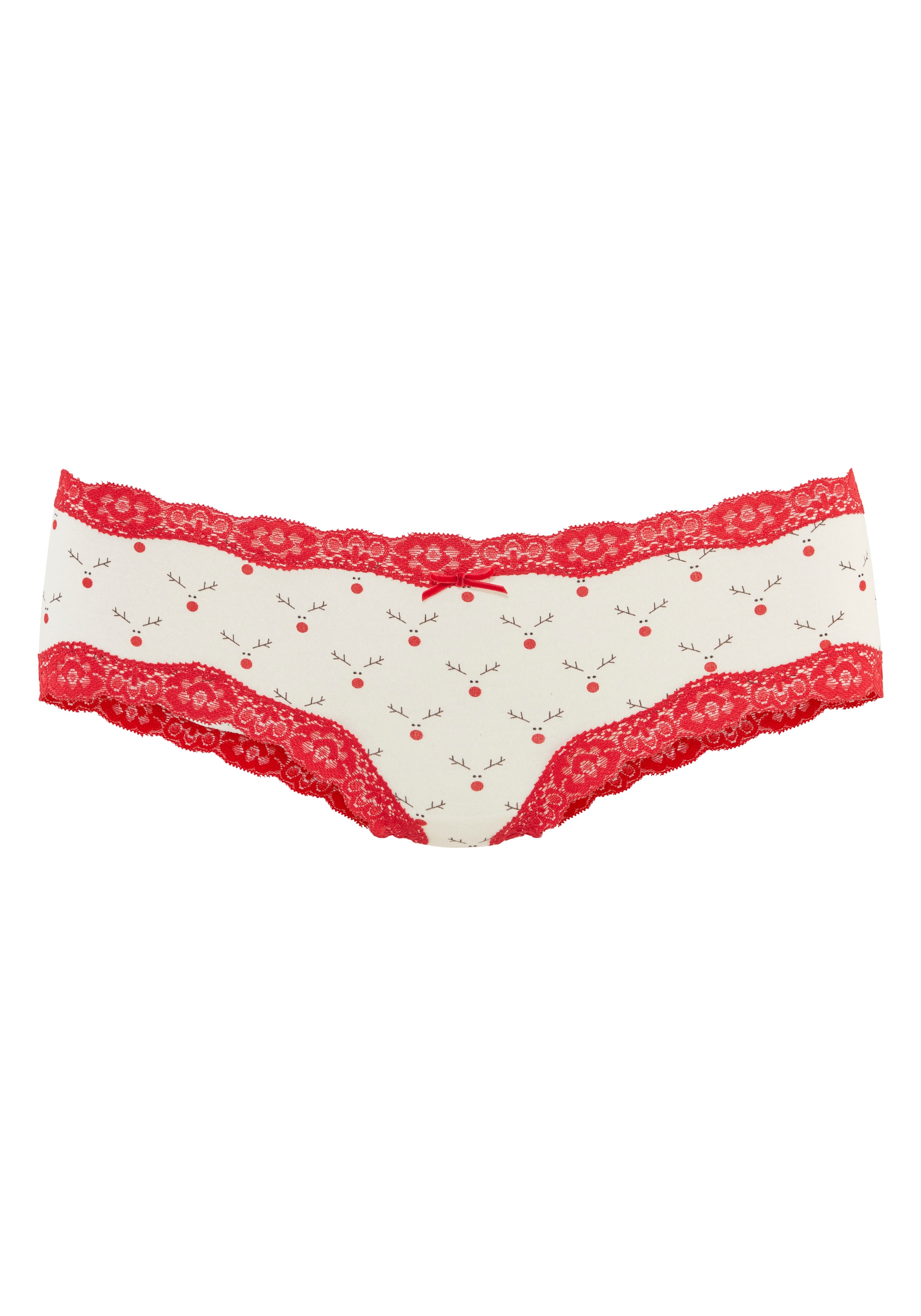 LASCANA Hipster 2er-Pack,  mit feiner Spitze und weihnachtlichen Prints