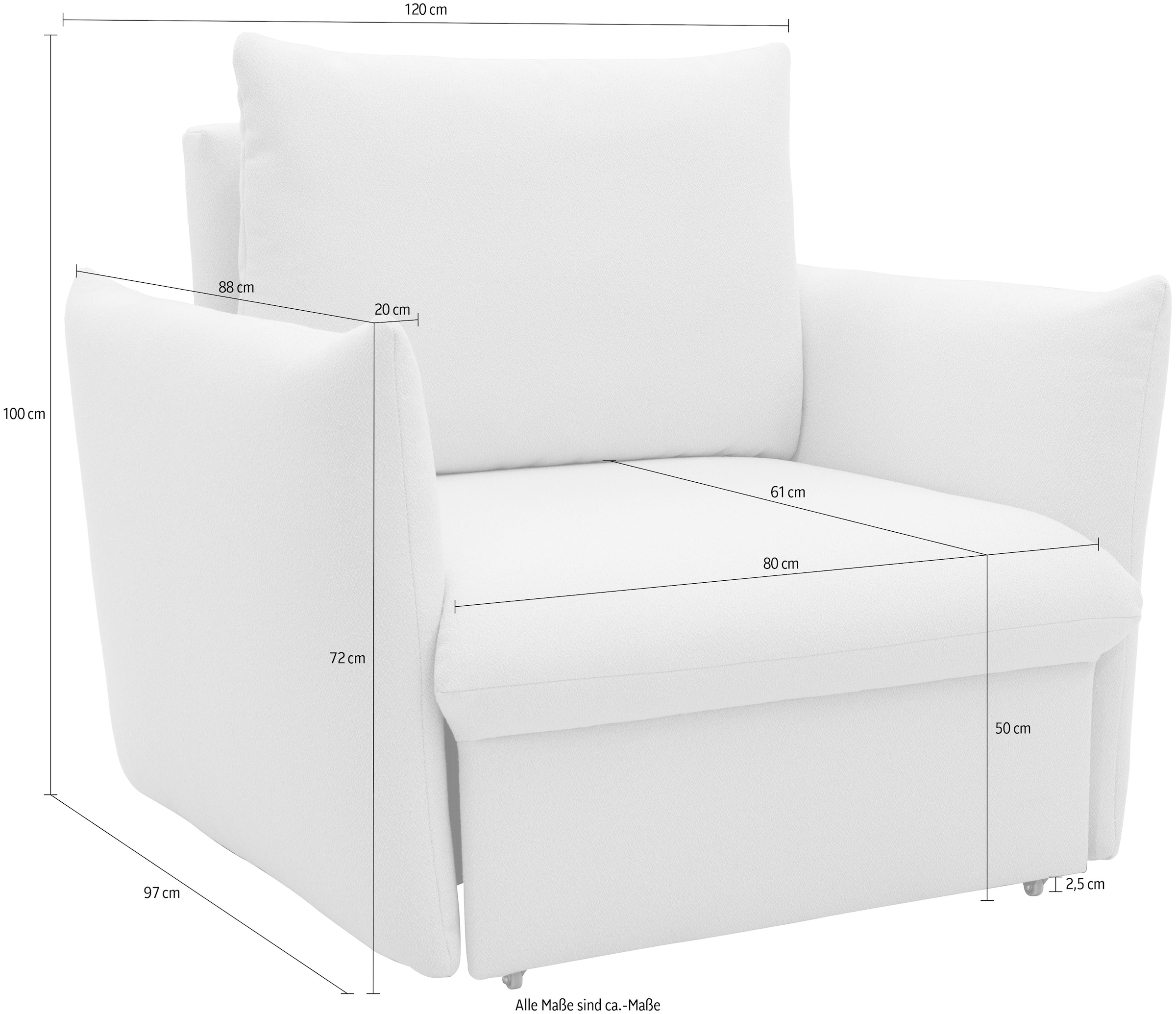 LOOKS by Wolfgang Joop Sessel »LOOKS XII«, Boxspring-Polsterung, mit Gästebettfunktion, Kissenoptik