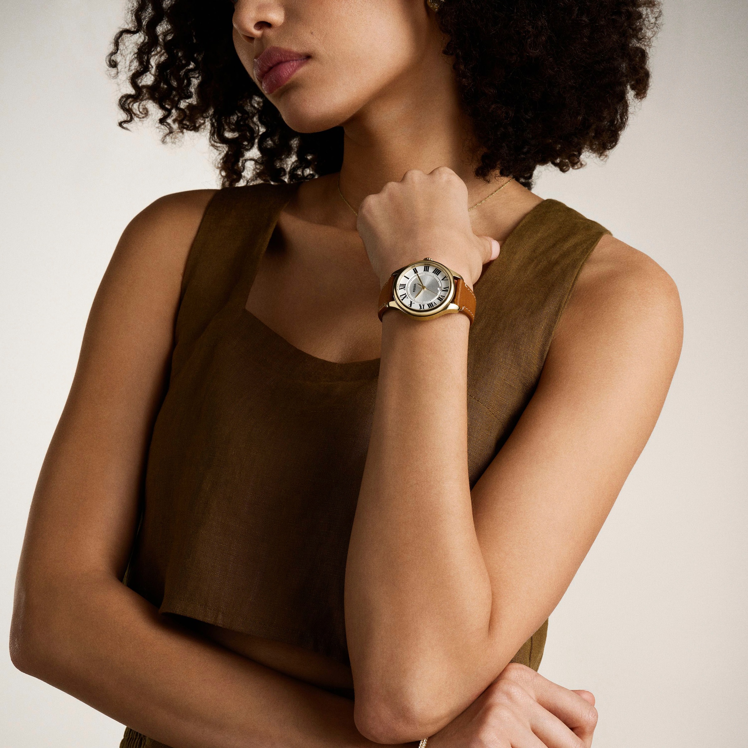 Fossil Quarzuhr »GILMORE«, Armbanduhr, Damenuhr, Lederarmband, analog, Tag