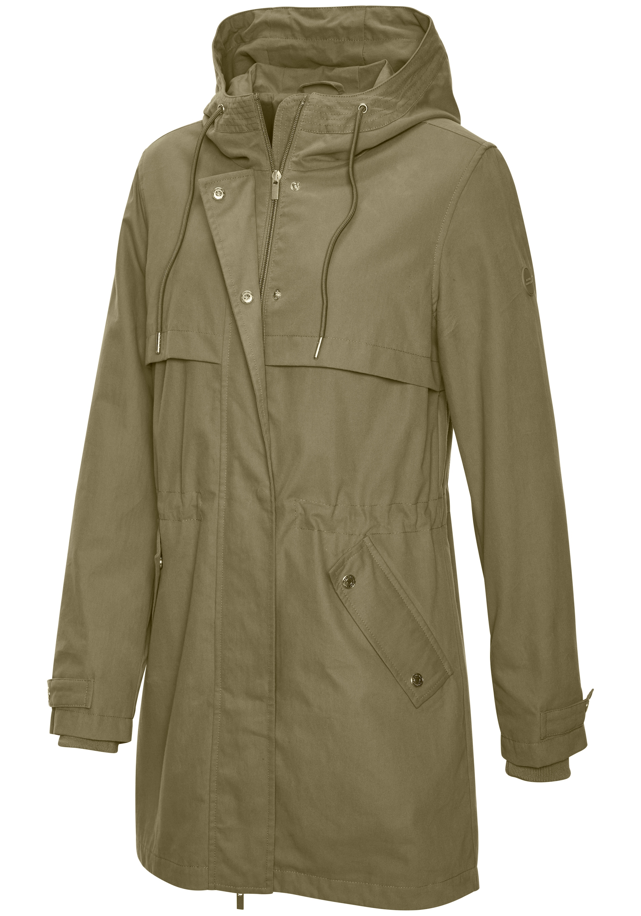 French Connection Outdoorjacke mit Kapuze Saumschlitz mit Druckknöpfen auf der Rückseite