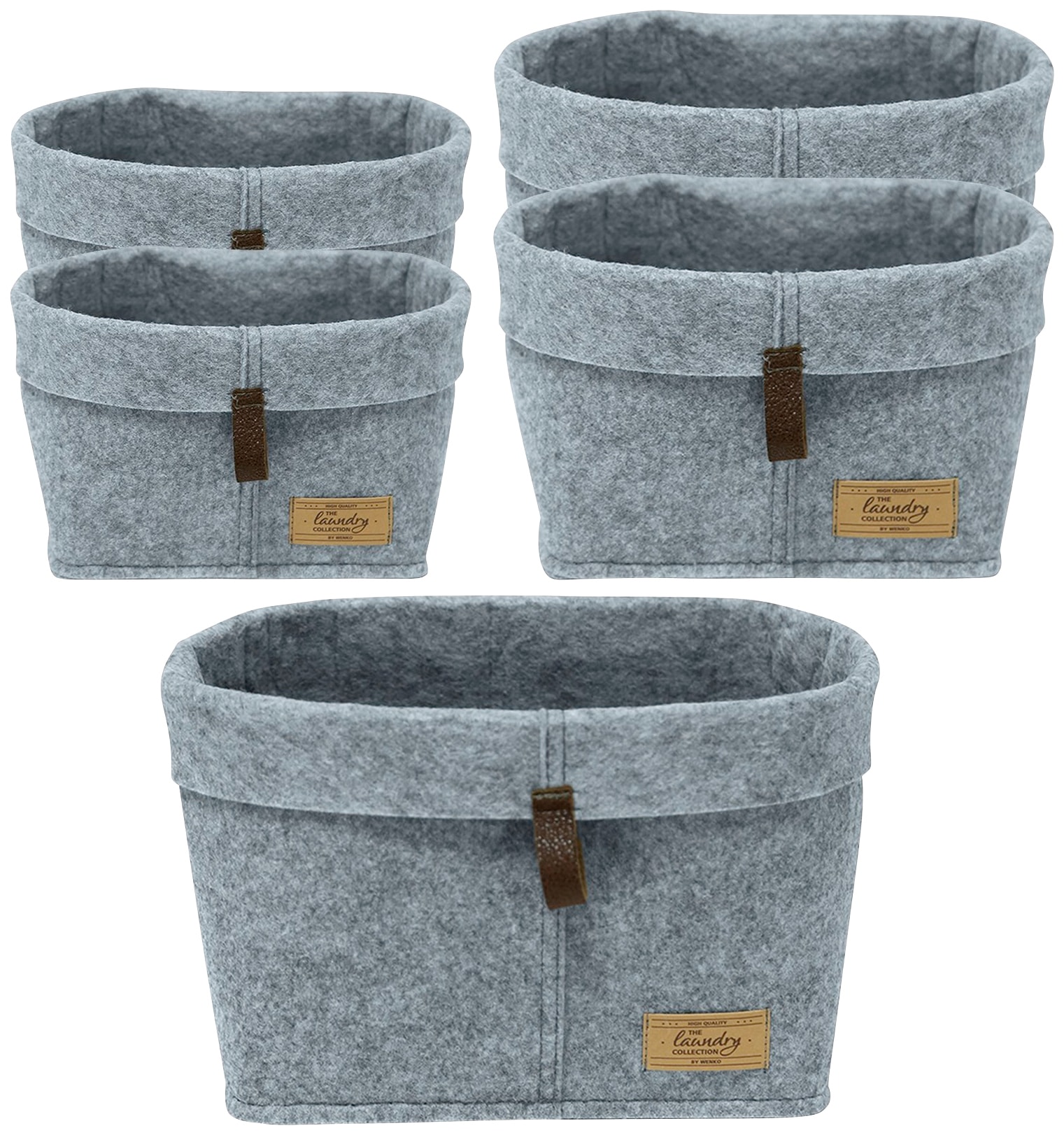 Wenko Aufbewahrungskorb »Feli« 5 Körbe in 3 Größen in grau