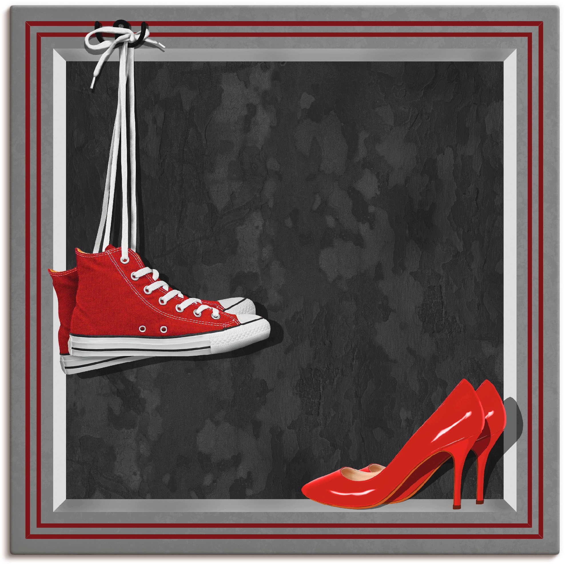 Artland Leinwandbild »Die roten Schuhe«, Mode, (1 St.), auf Keilrahmen gespannt