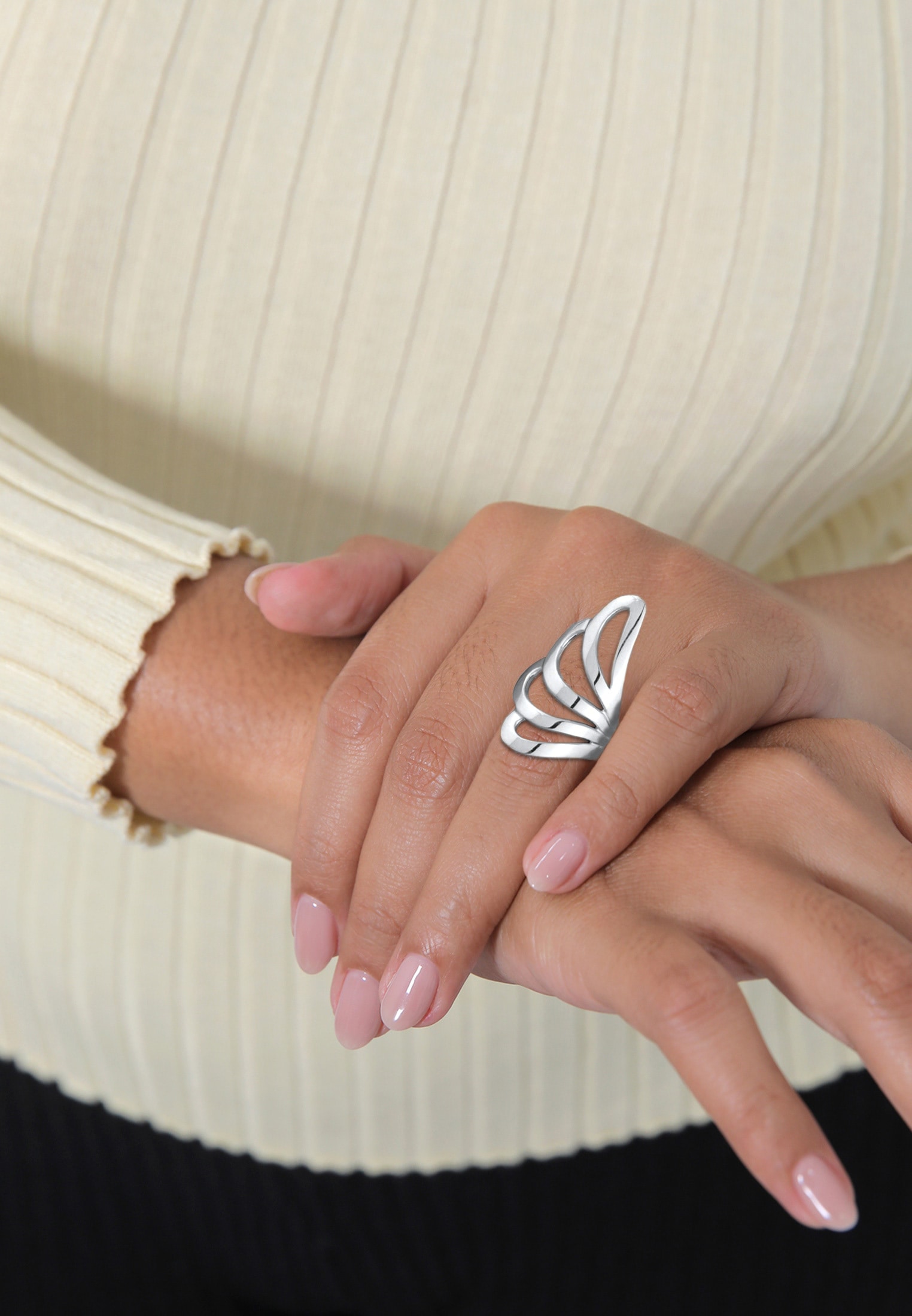 Nenalina Silberring »Ring Basic Wellen Geschwungen Schlicht 925 Silber«