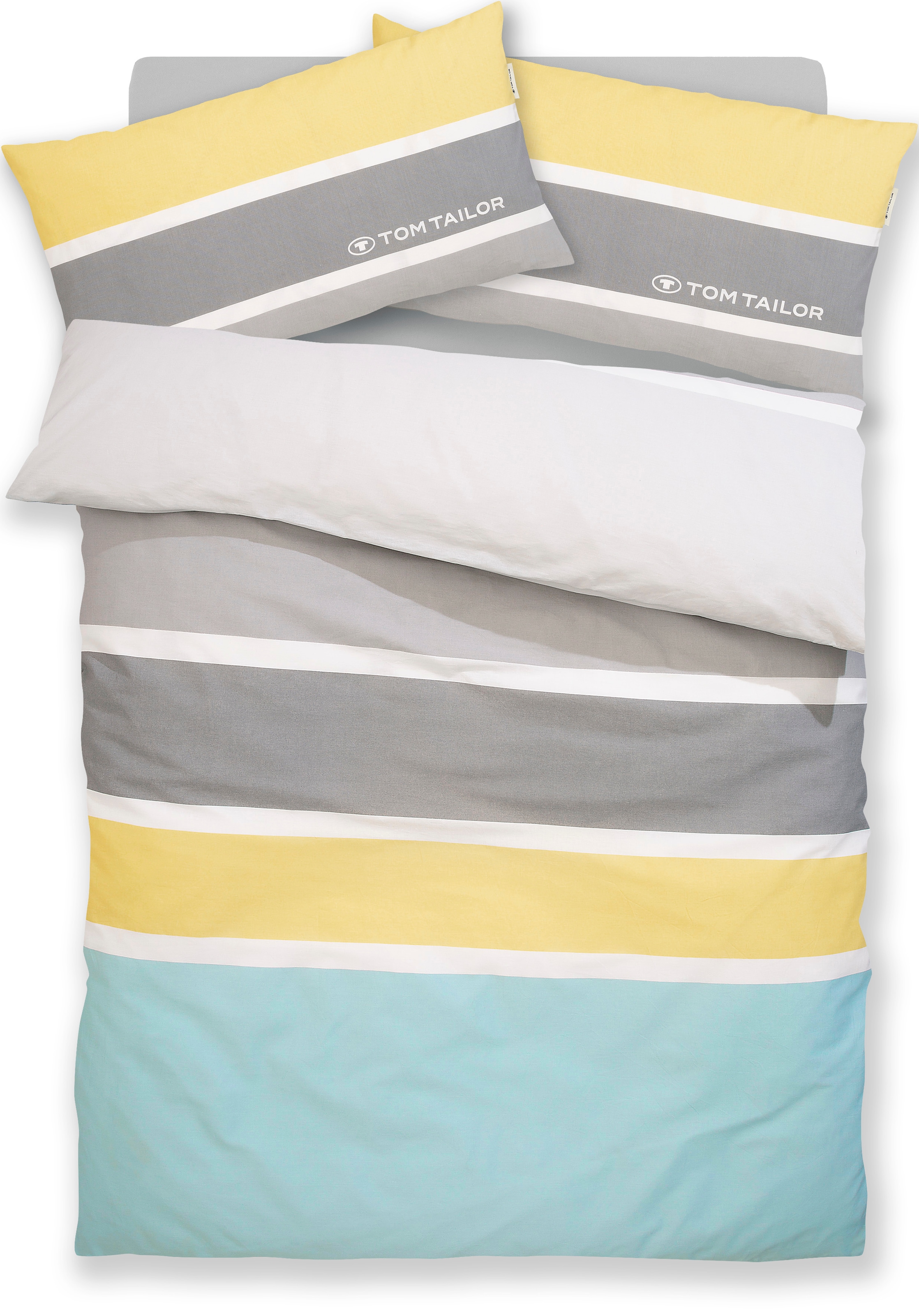 TOM TAILOR HOME Bettwäsche »Felix in Gr. 135x200 oder 155x220 cm« 3 Stk. mit GRATIS-Zugabe: Gästehandtuch (100% Baumwolle), mit Reißverschluss