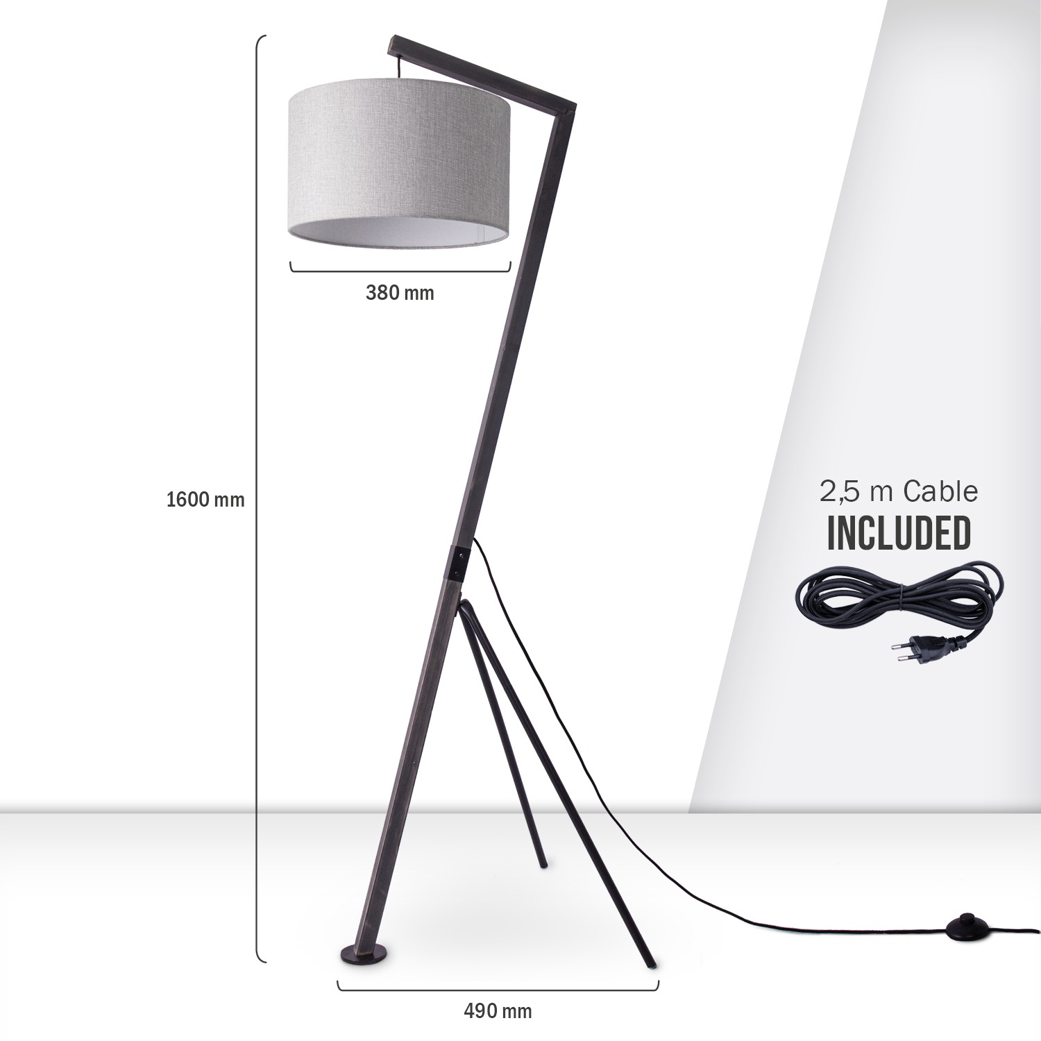 Paco Home Stehlampe »GALLOW«, 1 flammig, Leuchtmittel E27 | ohne Leuchtmittel, Modern Wohnzimmer Dreibein Holz Metall Vintage E27 Galgen
