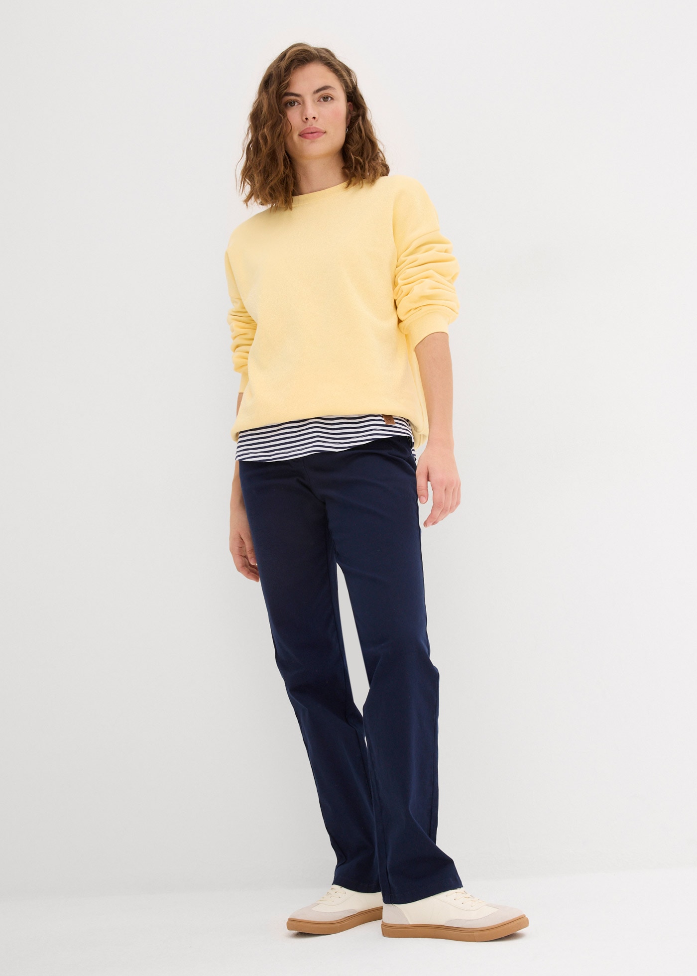 bonprix Sweatshirt , Oversize-Passform, aus reiner Baumwolle, elastische Bündchen
