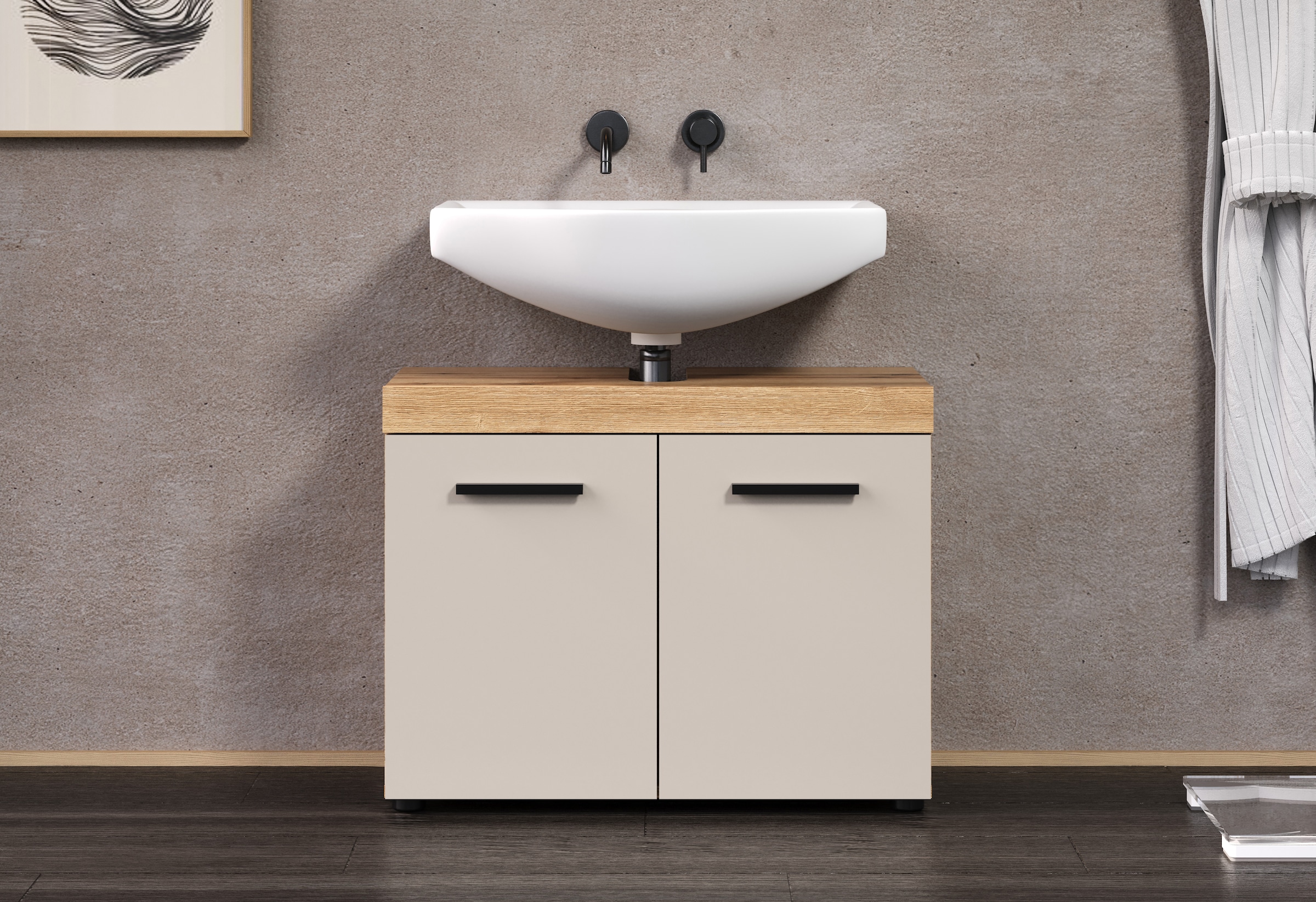 welltime Waschbeckenunterschrank »Isera« 1 Stk. tlg. Waschbeckenschrank mit 2 Türen – (B/T/H) 72/34/56 cm