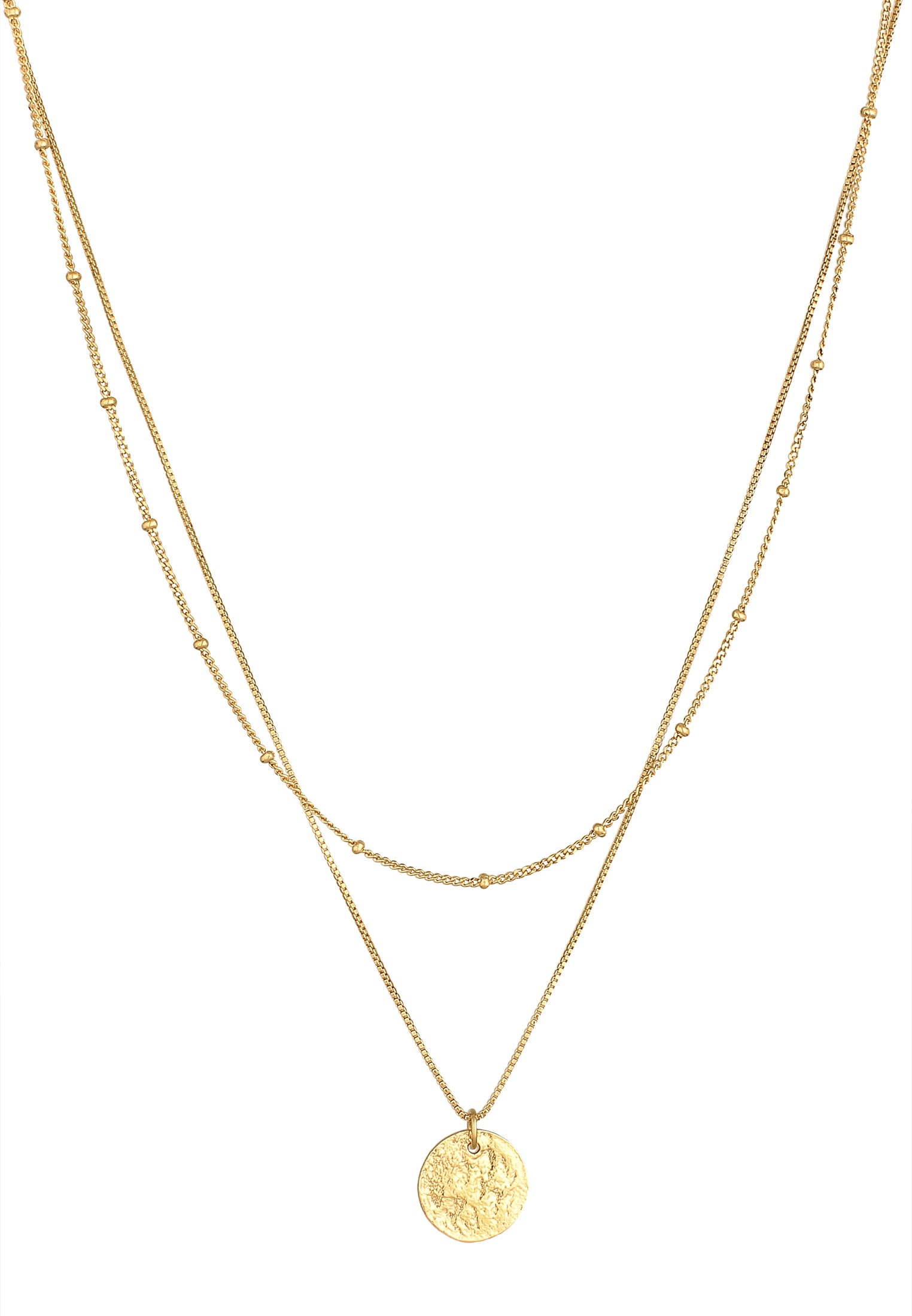 Elli Silberkette »Halskette Layer Plättchen Kugelkette Boho 2-lagig 925 Silber«