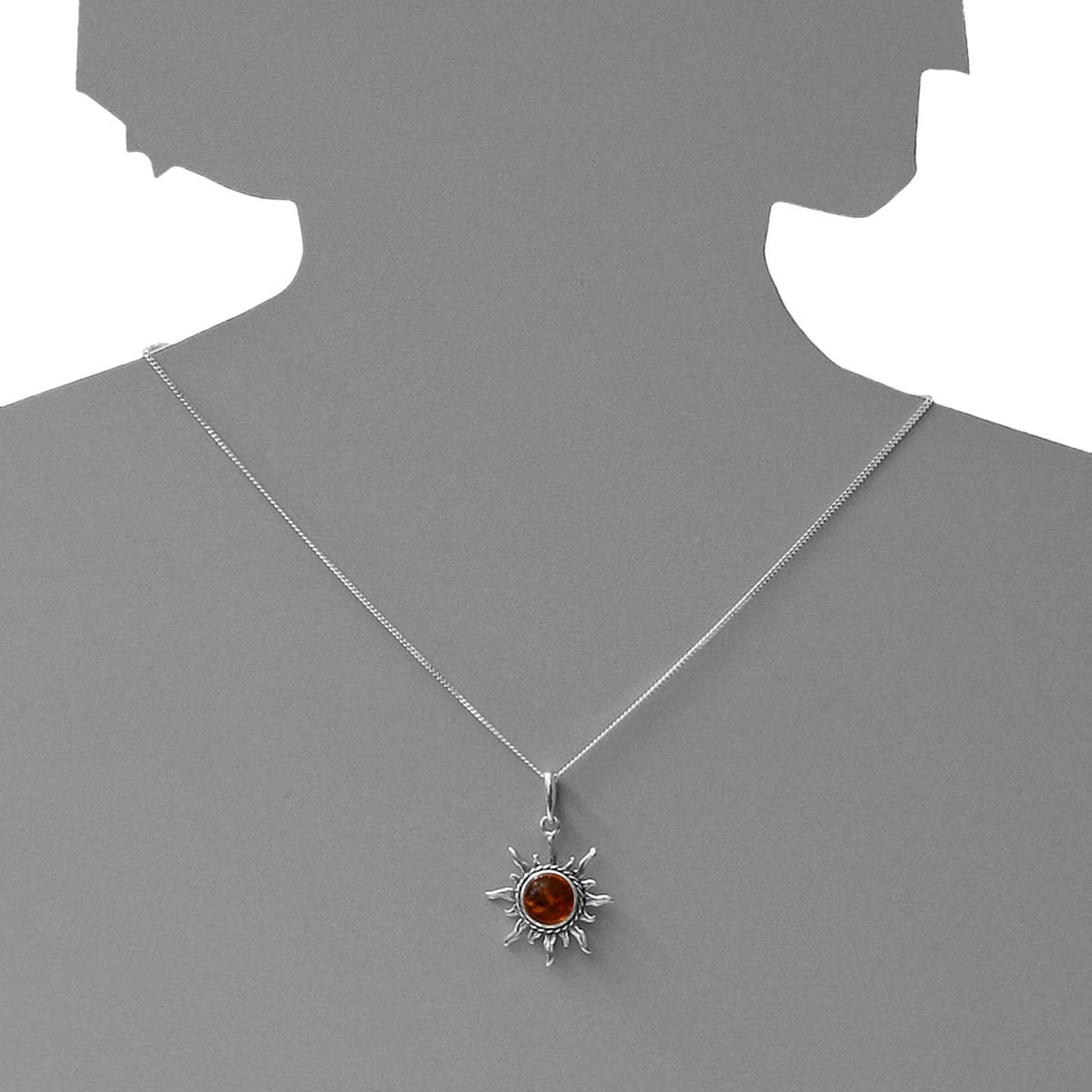 OSTSEE-SCHMUCK Kette mit Anhänger »- Sonne 26 mm - Silber 925/000 - Bernstein«