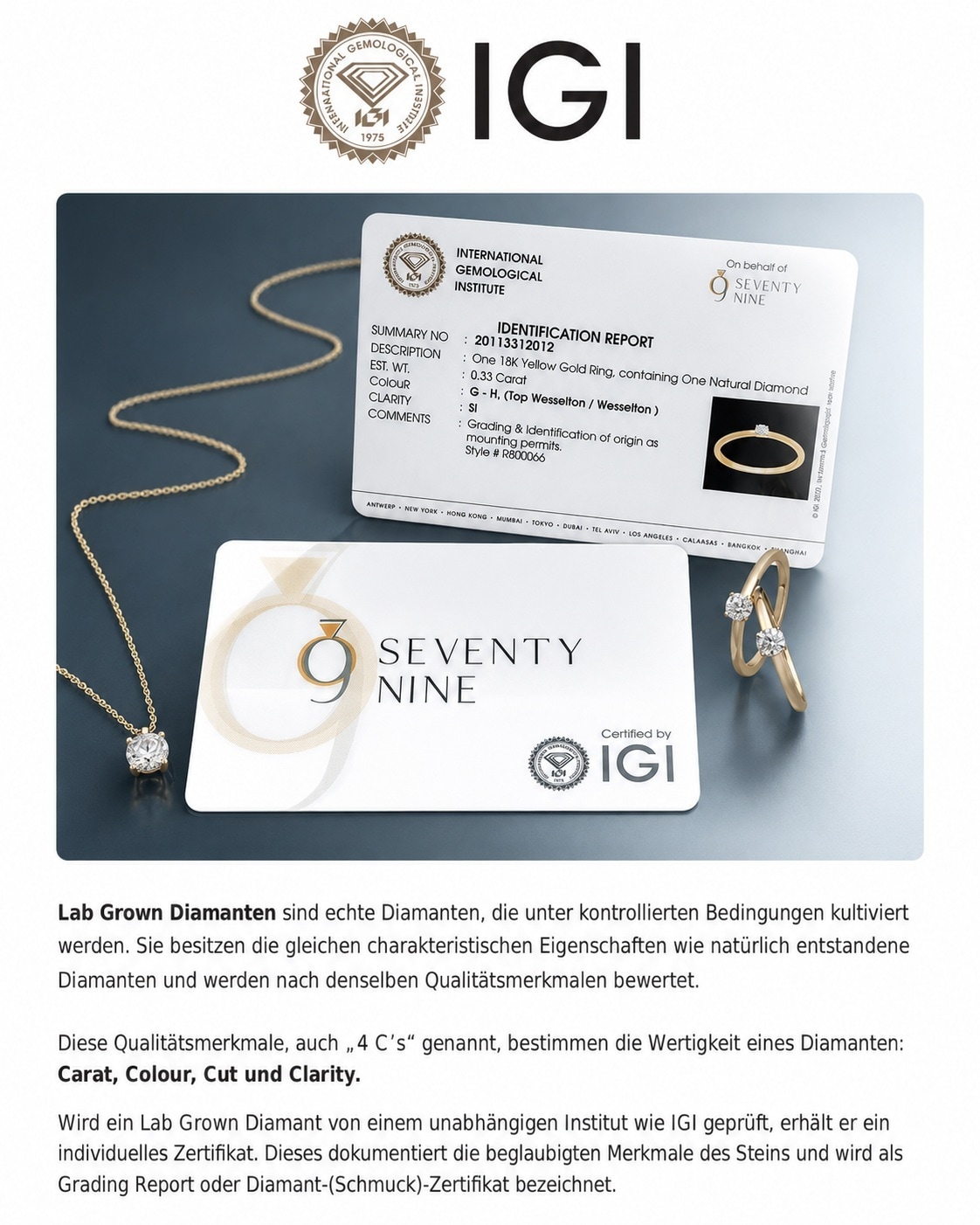 ONE ELEMENT Paar Ohrstecker »Ohrstecker Ohrringe aus 585 Gold« mit 2 Lab Grown Diamanten / Labordiamanten 1 ct