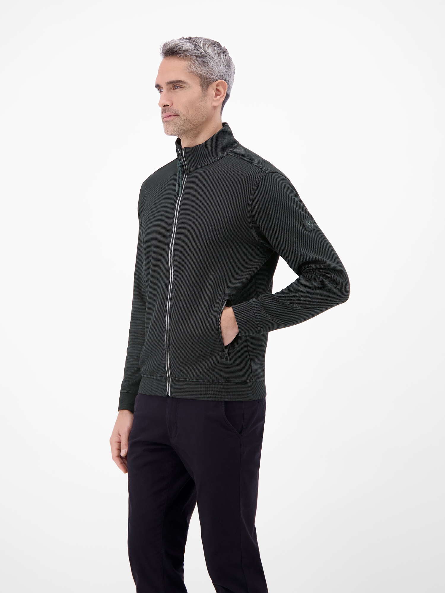 LERROS Sweatjacke »Sweatjacke aus Baumwollmischgewebe« Jacke im Baumwollmix mit Reißverschluss, Stehkragen und Seitentaschen