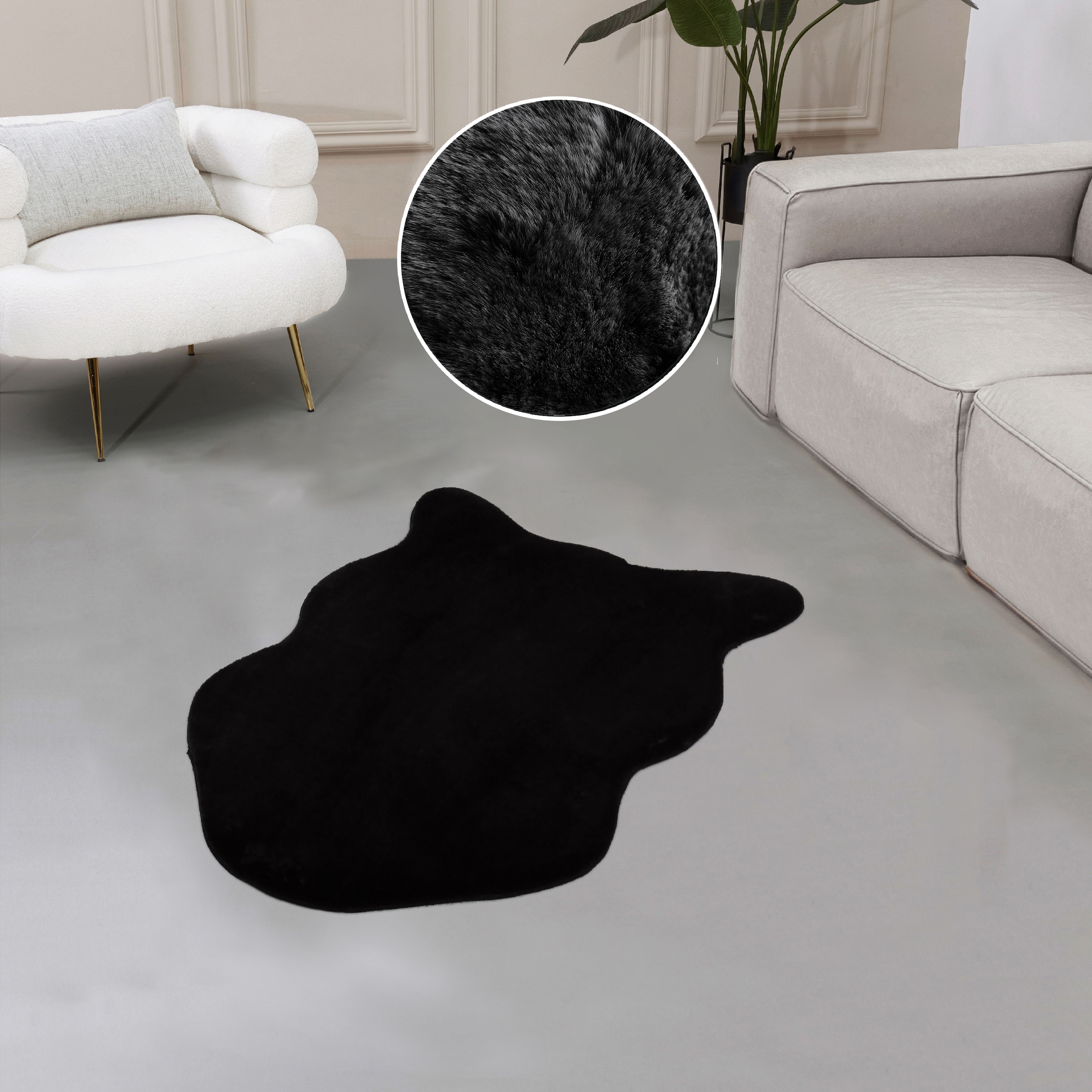 Leonique Fellteppich »Balu«, 20 mm Höhe, Kunstfell in Kaninchenfell Haptik, fußbodenheizungsgeeignet, pflegeleicht, ideale Teppiche für Wohnzimmer, Schlafzimmer, Esszimmer, Arbeitszimmer