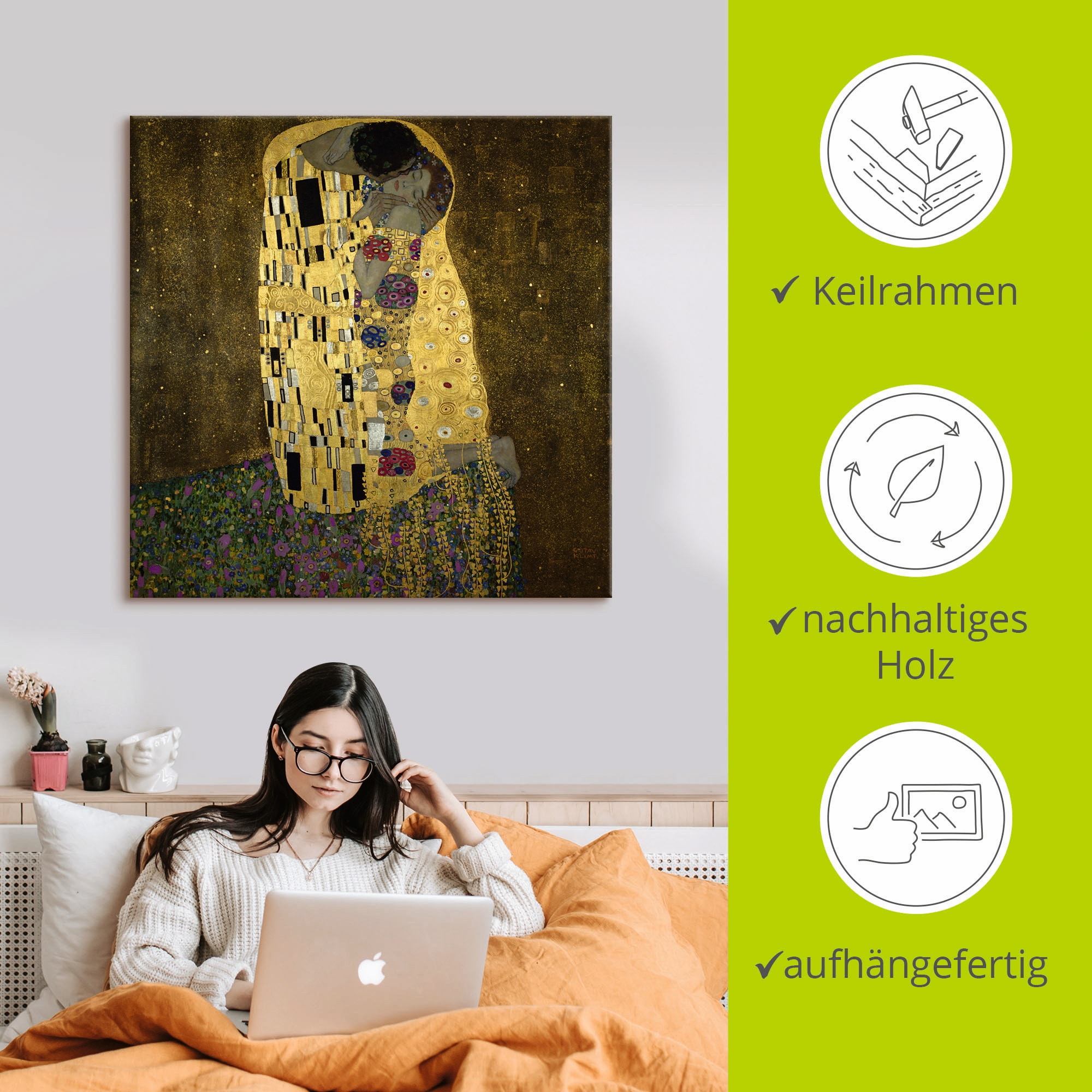 Artland Wandbild »Der Kuß«, Paar, (1 St.), als Leinwandbild, Poster in verschied. Größen