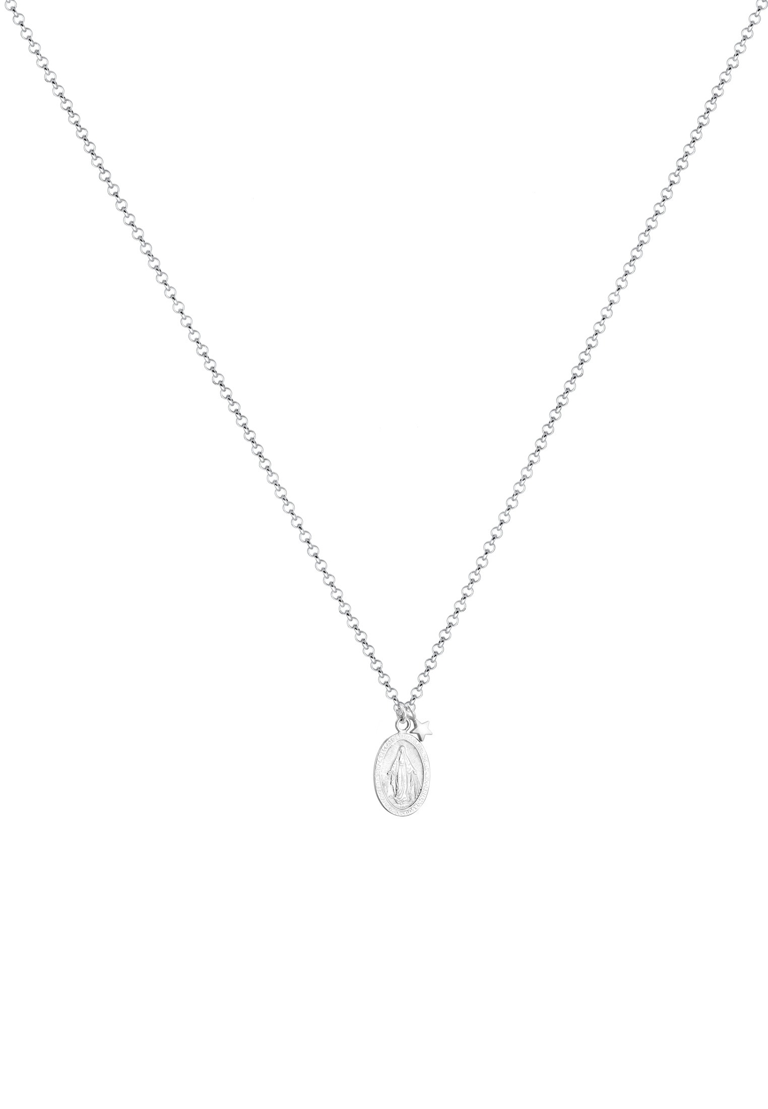 Elli Kette mit Anhänger »Halskette Marienbild Stern Glaube 925 Sterling Silber«