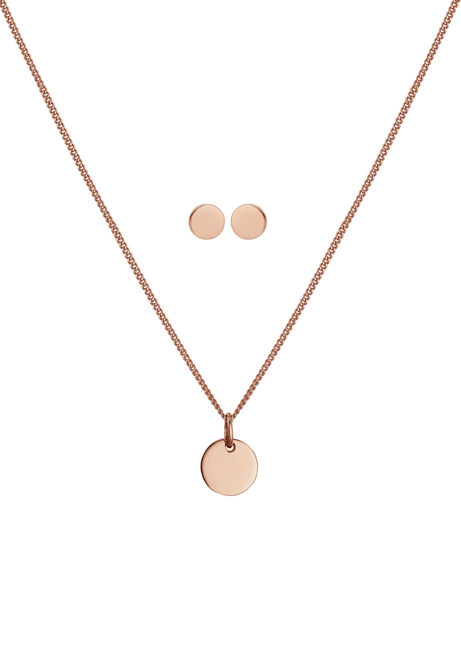 Elli Ohrring und Ketten Set »Schmuckset Halskette Ohrstecker Plättchen 925 Sterling Silber« ()