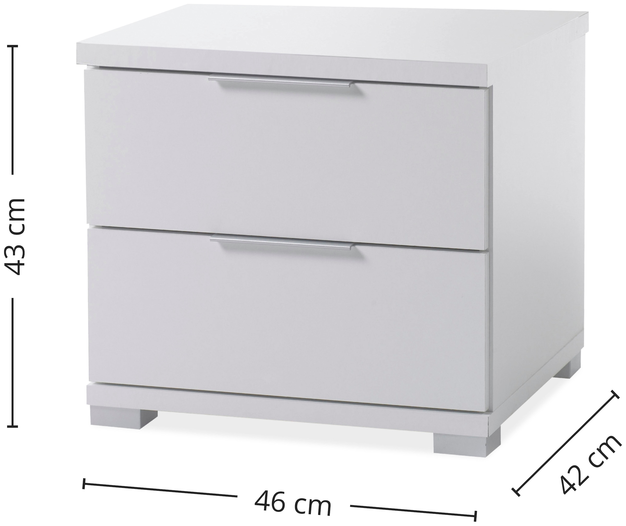 Schlafkontor Nachtkommode »Smilla Nachttisch, Nachtkonsole mit Schubkästen« Korpus melaminbeschichtet, silberfarbige oder schwarze Griffe