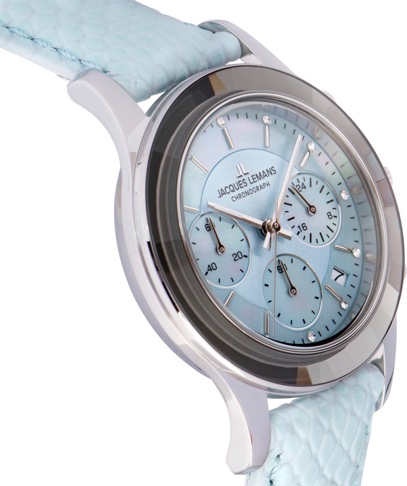Jacques Lemans Chronograph »Venice« Armbanduhr, Damenuhr, Lederarmband, Stoppfunktion, Datum, Perlmutt