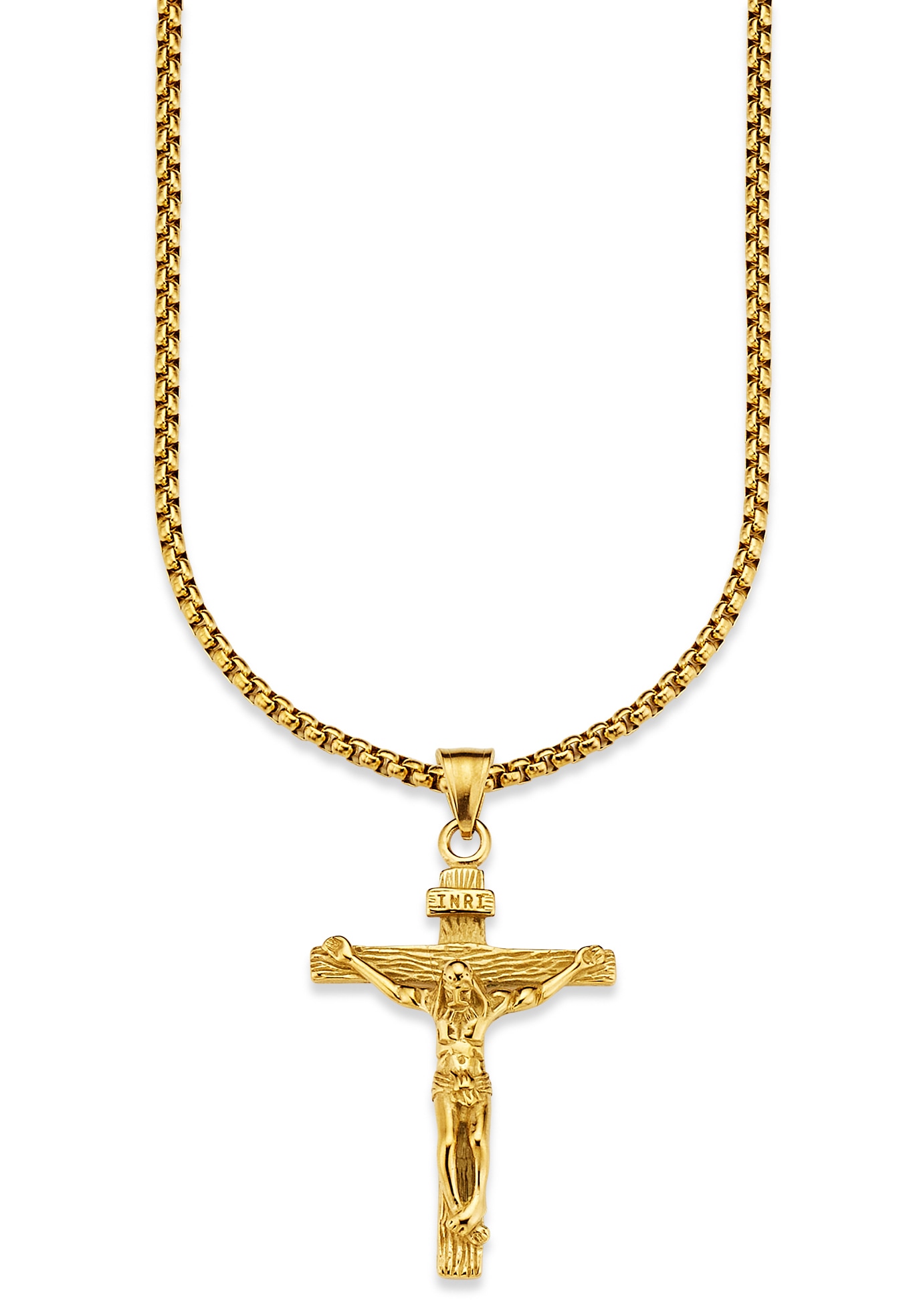 Kette mit Anhänger »Schmuck Geschenk, Halskette Kreuz Gravur INRI Venezianerkette Gold«