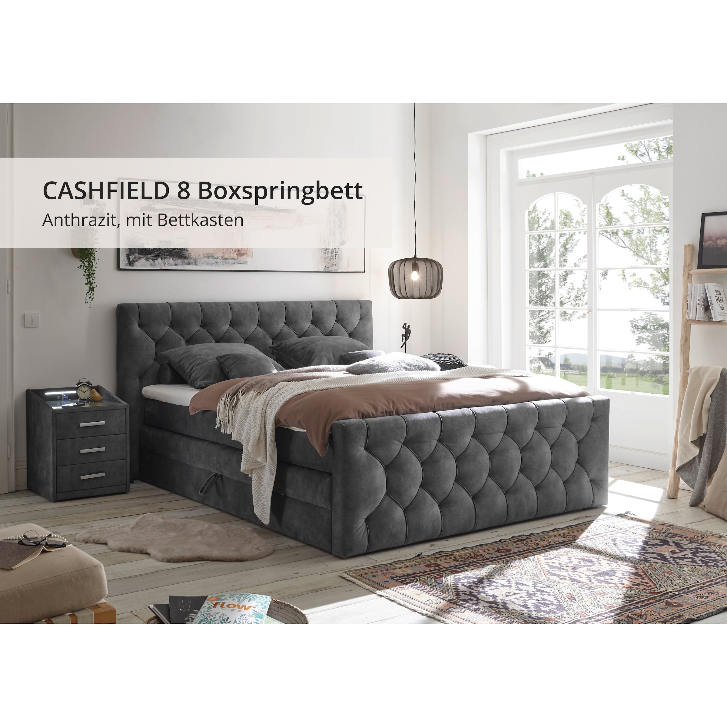 ED EXCITING DESIGN Boxspringbett »"Cashfield", OTTOs Choice! Topseller inkl. zwei Bettkästen & Topper« erhältlich in den Größen 160x200cm und 180x200cm
