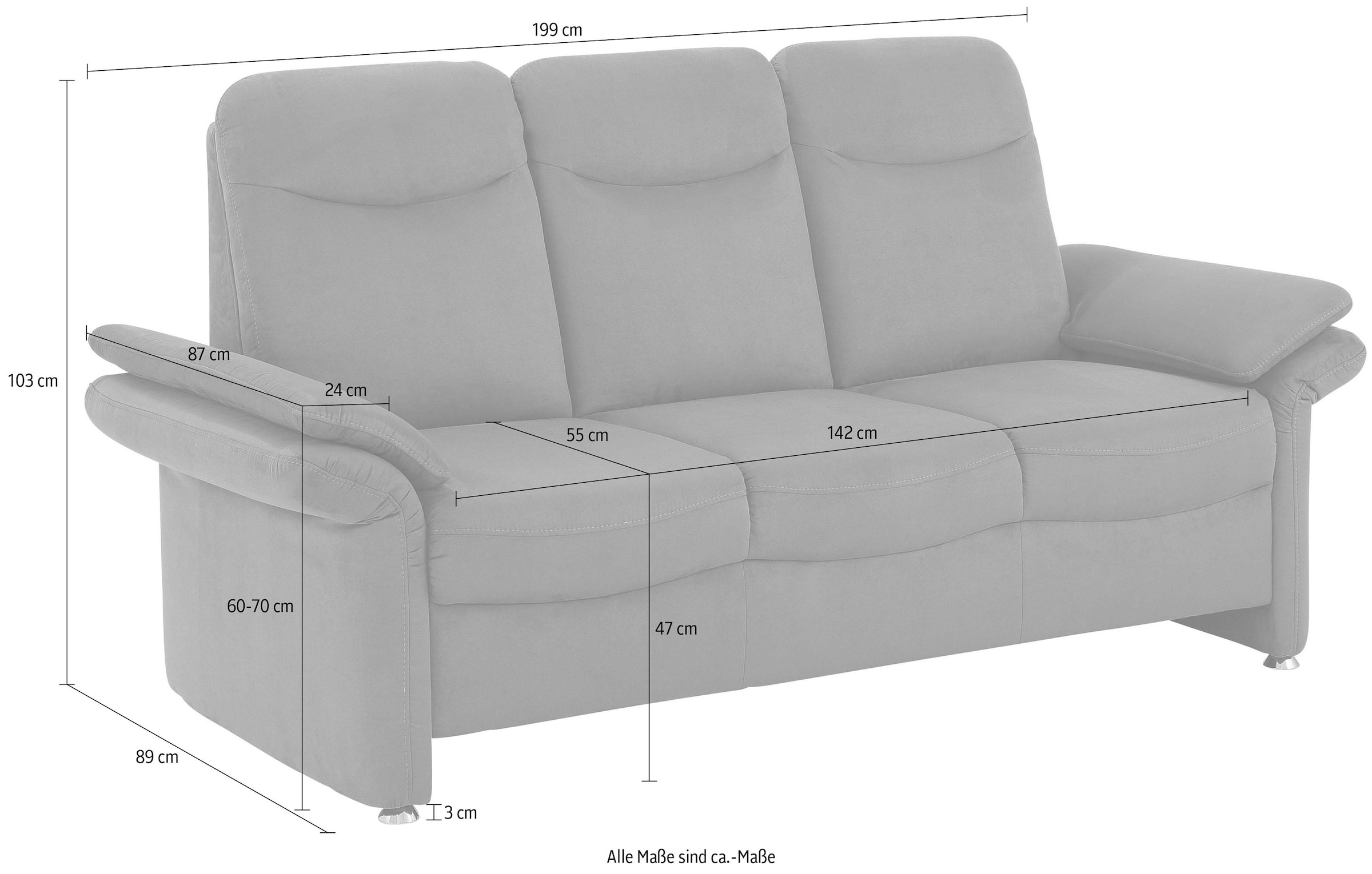 Home affaire 3-Sitzer »Tahoma« mit Armteilverstellung, Federkern