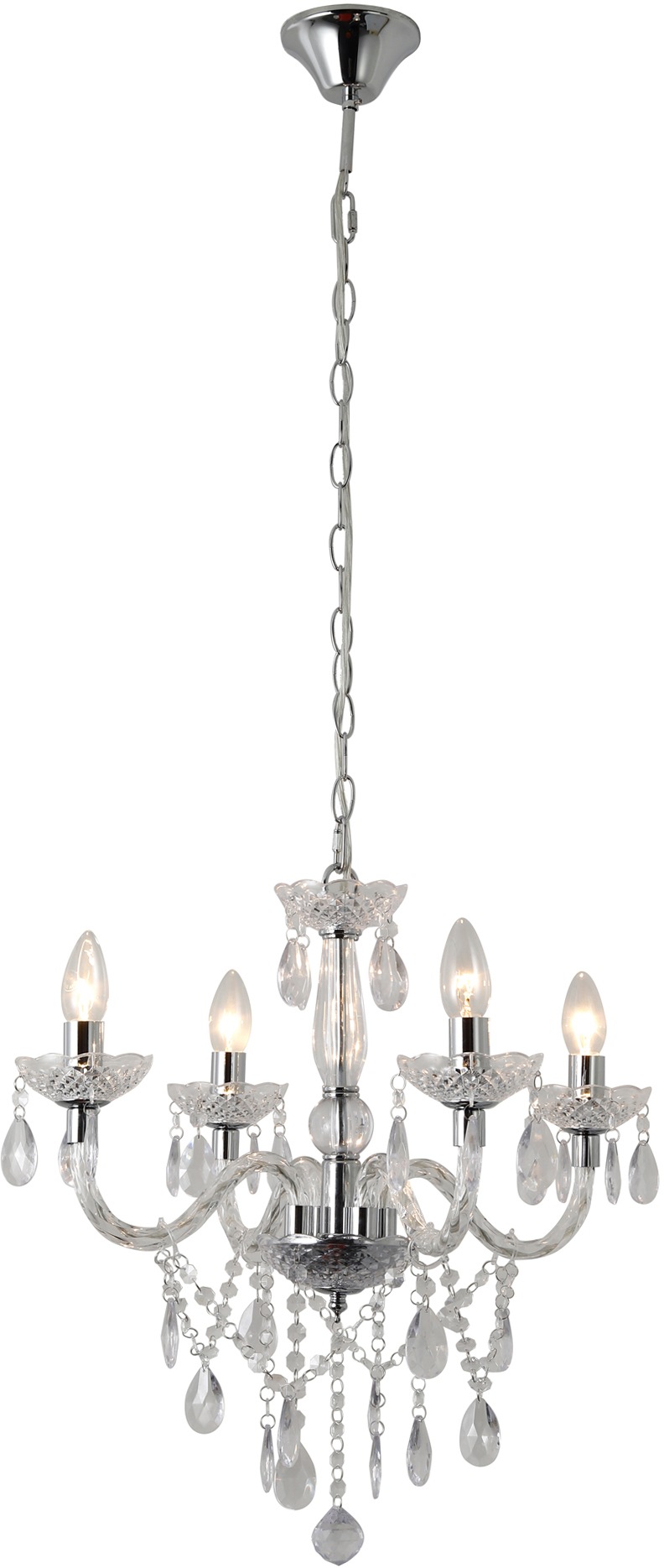 SalesFever Kronleuchter »Matteo«, E14, 4 Flammen aus transparentem Acryl-Glas