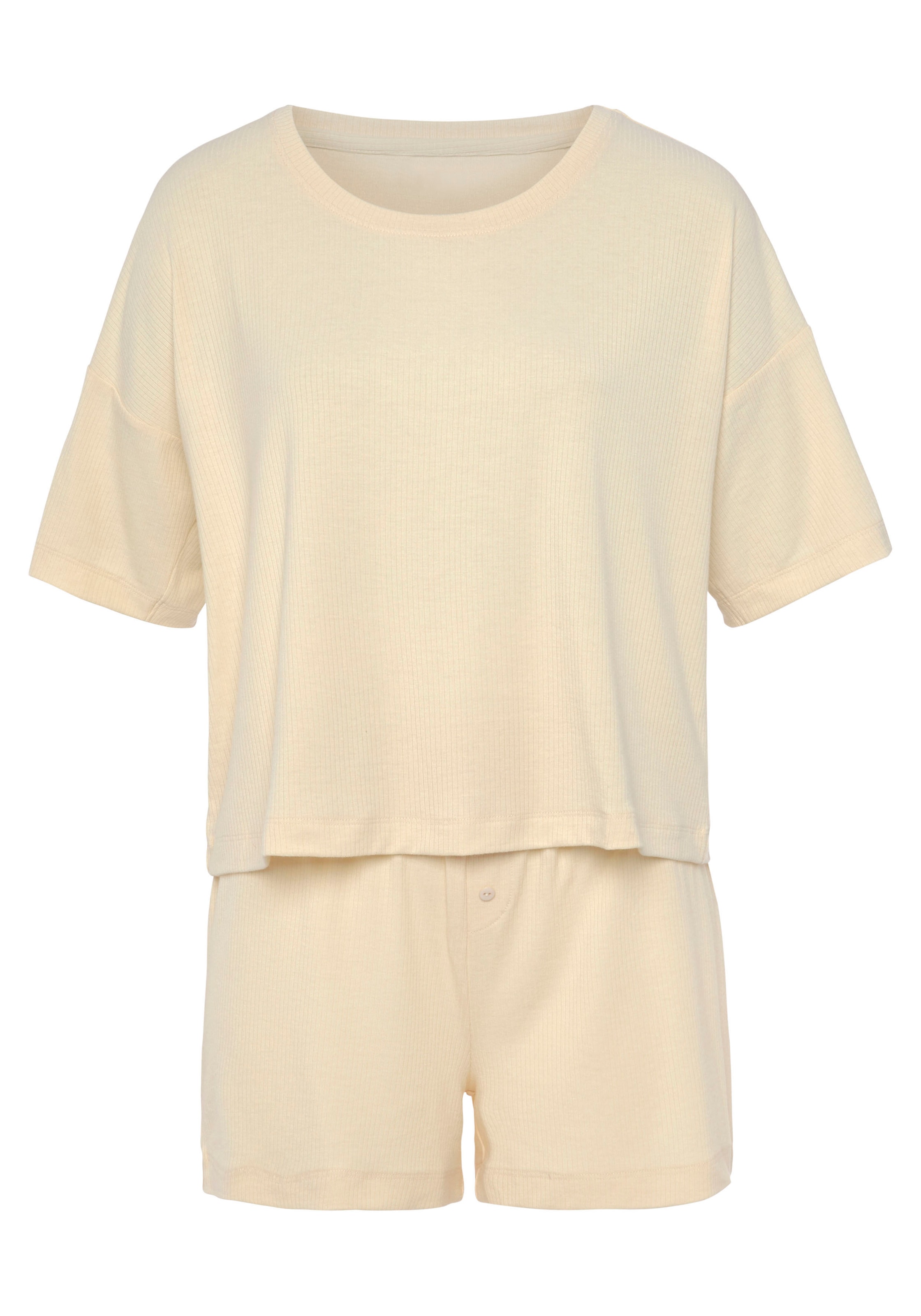 LASCANA Shorty, (Set, 2 tlg.), aus schönem Ripp-Material