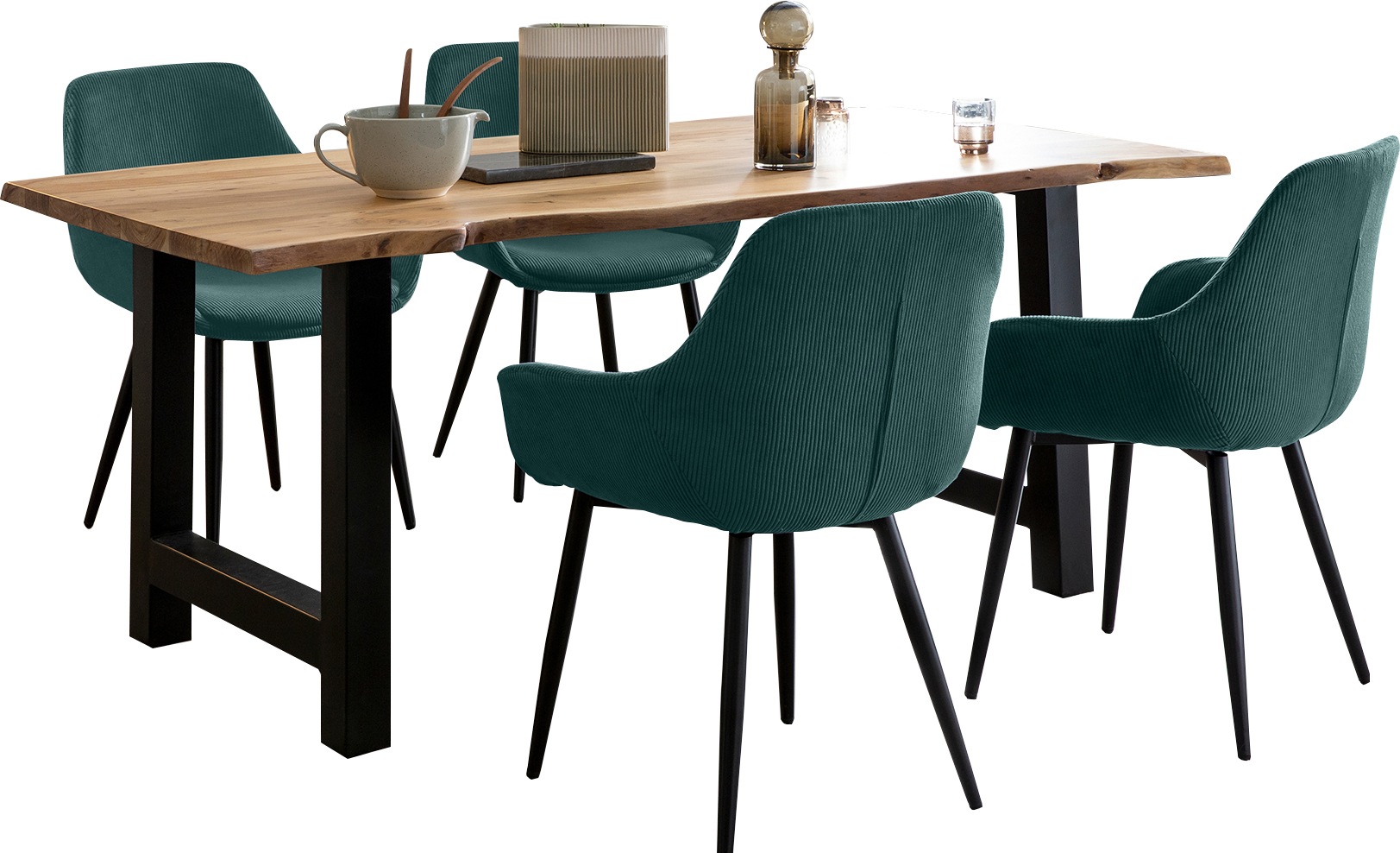SalesFever Essgruppe »Elegante Essgruppe für stilvolles Speisen« Set, 5 Stk. tlg. 5-teiliges Massivholz-Set, geölt und doppelt gewachst