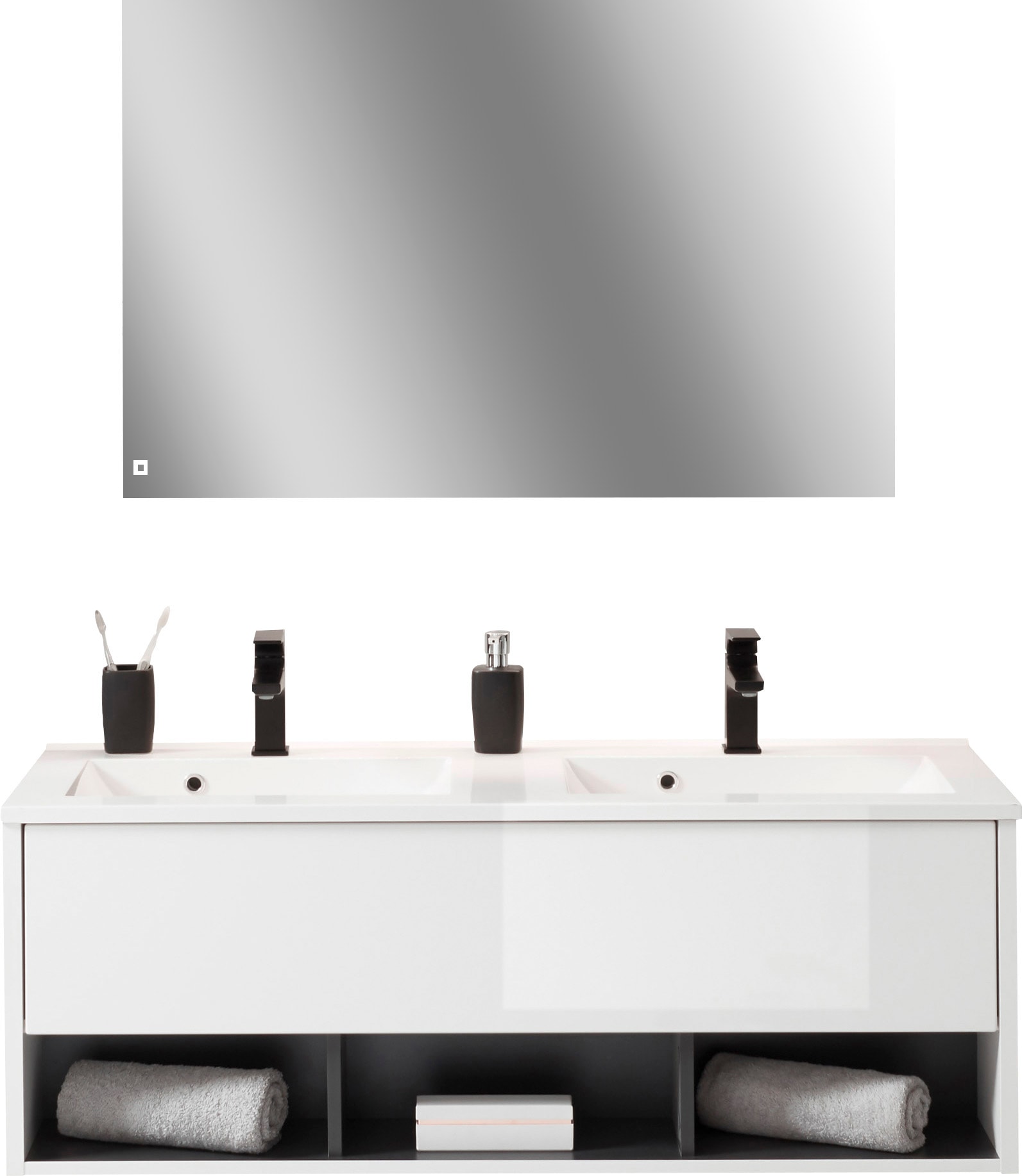 PLACES OF STYLE Badmöbel-Set »Studio Line, Bad im modernen Design, 2-teiliges Badezimmer« 2 Stk. tlg.